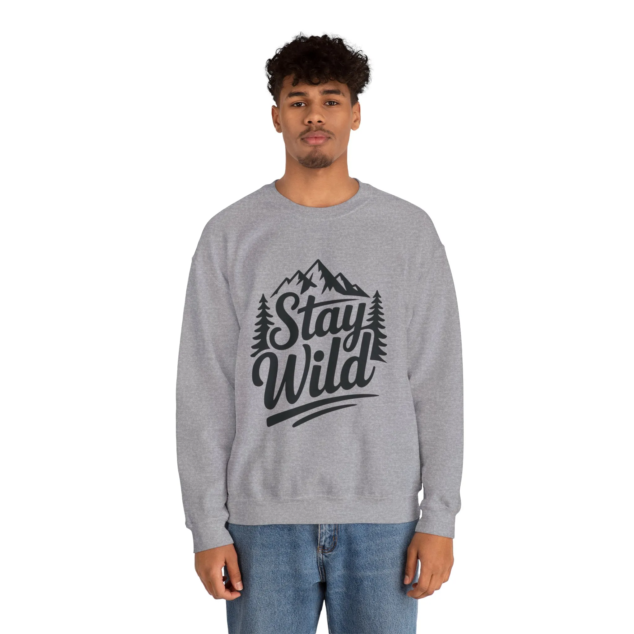 Stay Wild Unisex Crewneck Sweatshirt, Cozy Casual Wear for Adventurers, for Nature Lovers, Mountain Nature Unisex Crewneck Sweatshirt - Image 11