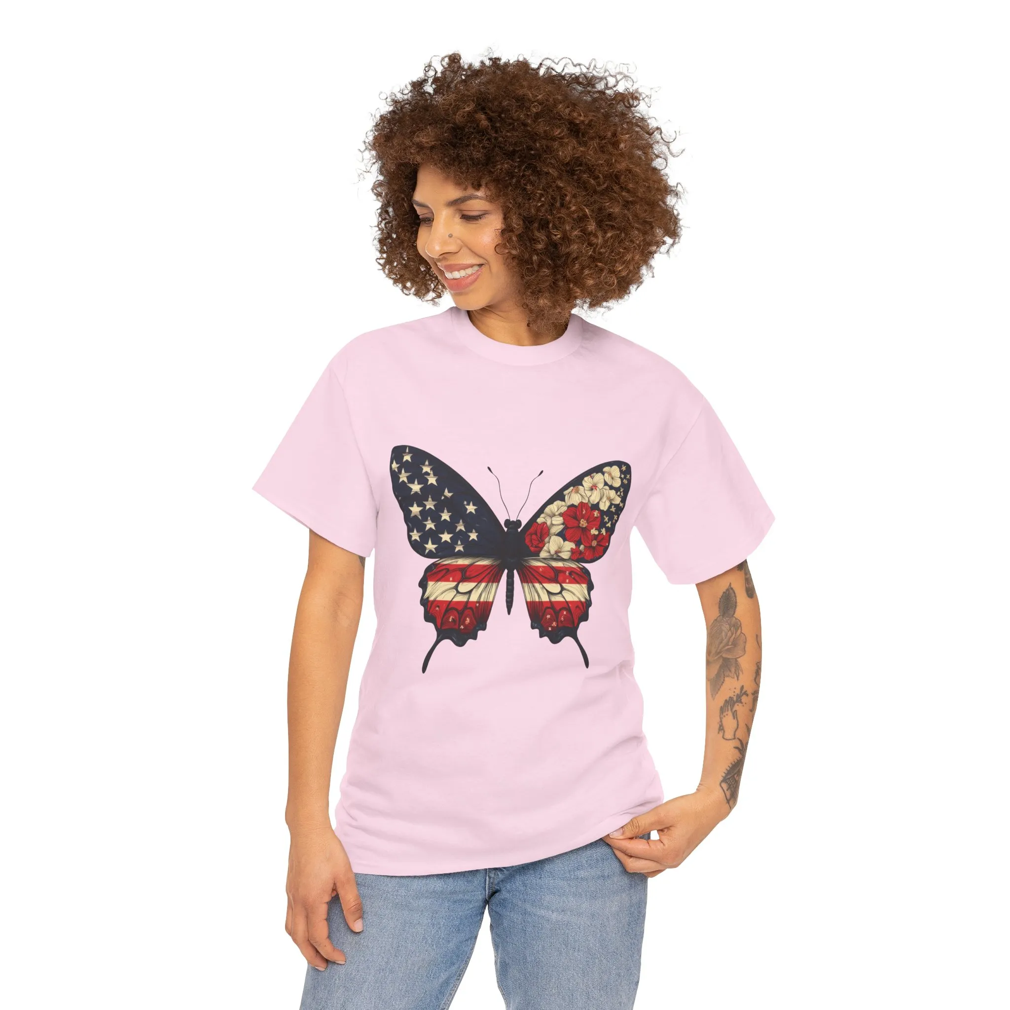 Patriotic Butterfly Tee, Unisex T-Shirt, American Flag Shirt, Nature Lover Gift, July 4th Apparel, USA Pride Clothing, Womens Patriotic Tee - Image 18