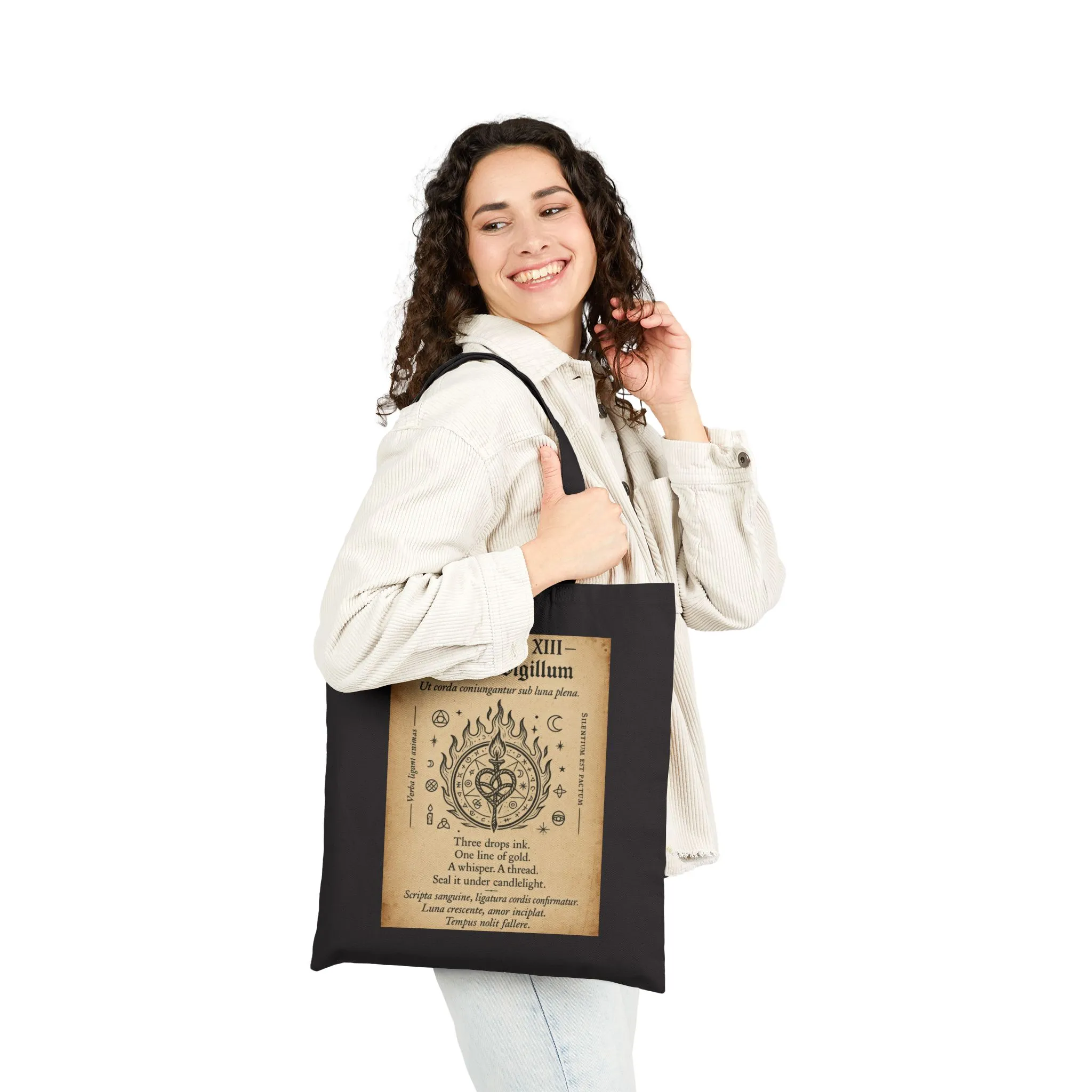 Love Sigil Tote Bag, Amoris Charm Print, Occult Romance Symbol, Witchy Ritual Canvas Bag, Mystic Heart Spell Design, Witchy Gift, Boho Tote - Image 3