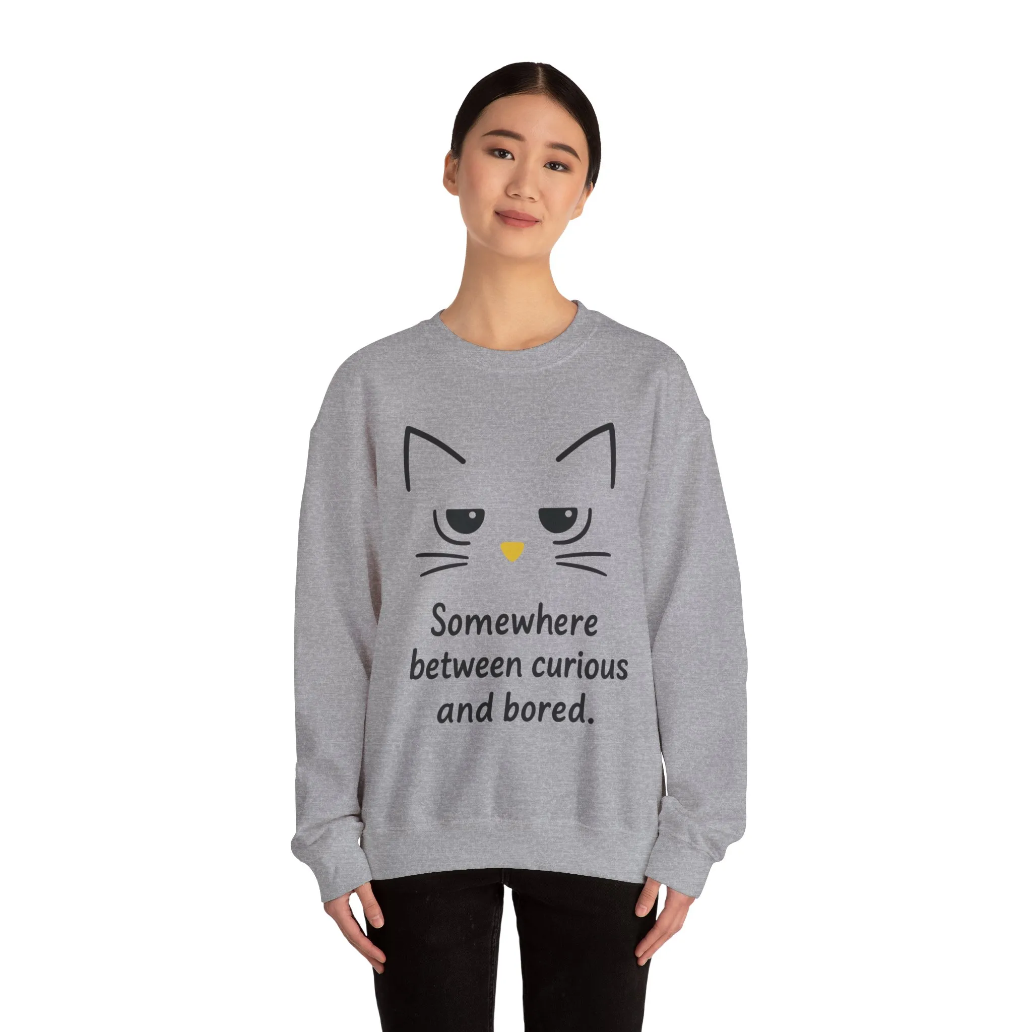 Whimsical Cat Crewneck Womens Sweatshirt, Cozy Relaxed Wear, Perfect Gift for Cat Lovers, Casual Everyday Style - Image 11