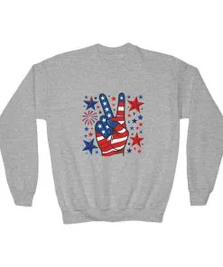 Patriotic Youth Crewneck Sweatshirt - Perfect for Independence Day, Camp, Summer Celebrations, School Spirit, and Everyday Comfort