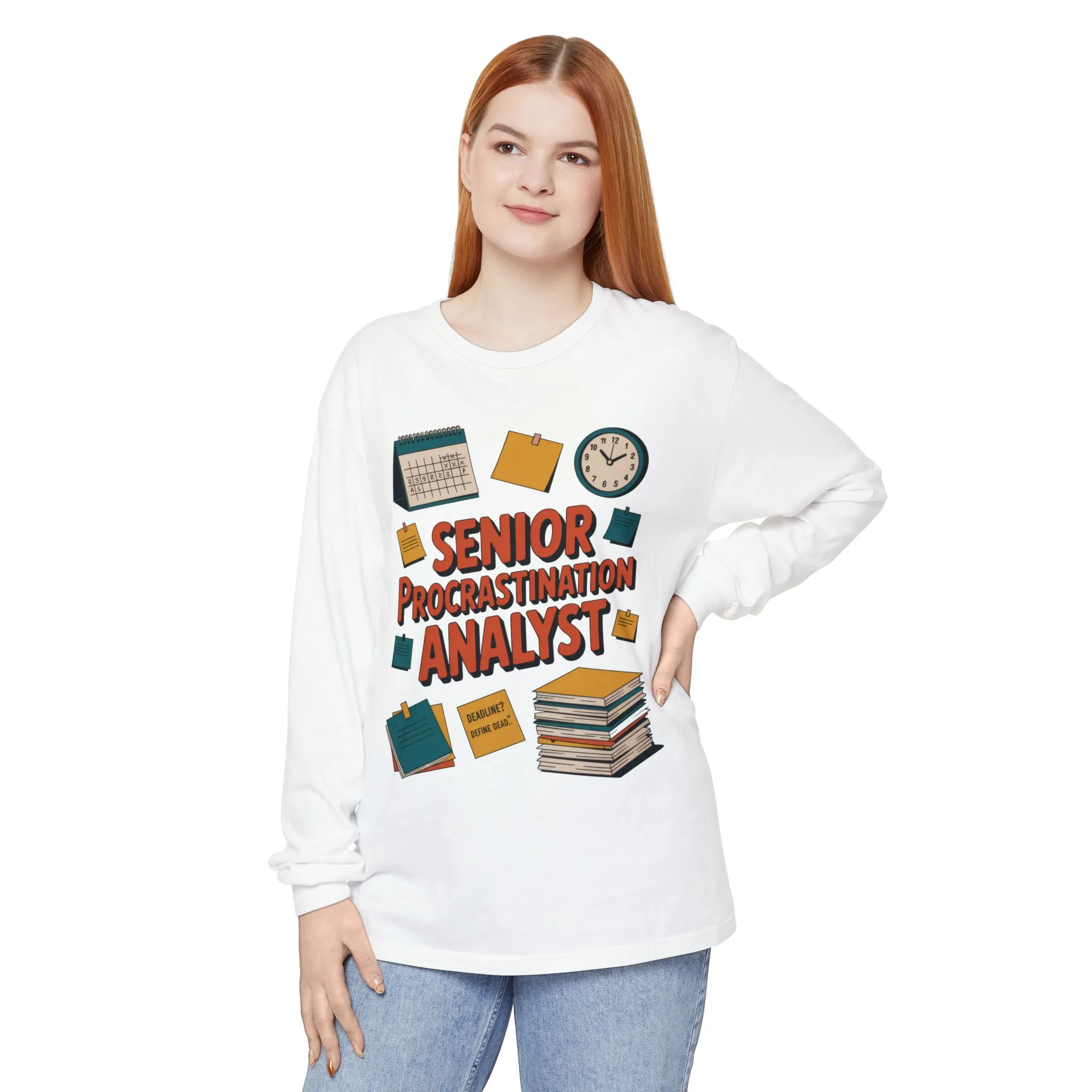 Senior Procrastination Analyst Long Sleeve Tee, Funny Work Shirt,Gift for Analysts, Office Humor, Meme Long Sleeve, Motivation Humor Apparel - Image 6