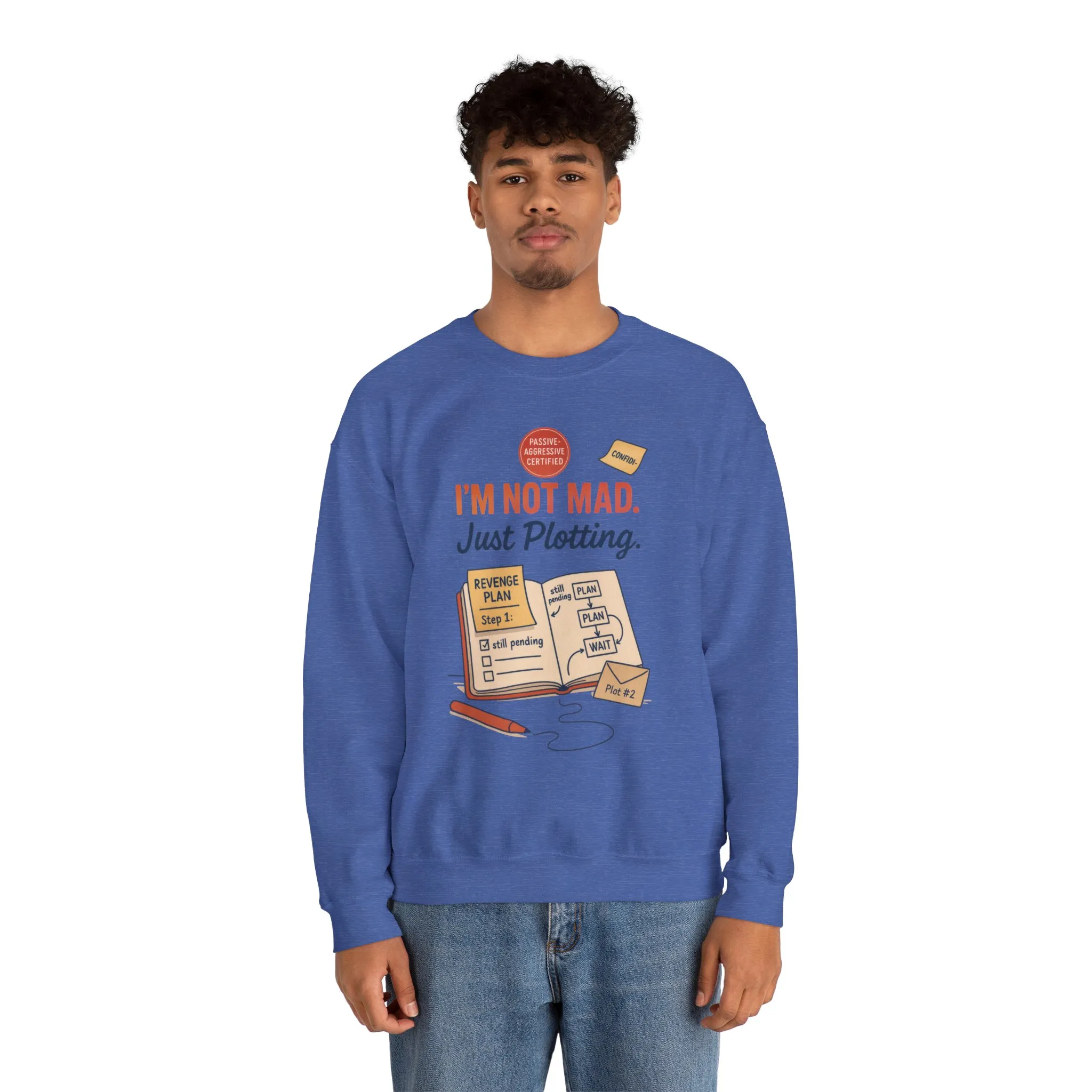 Funny Mens Revenge Sweatshirt, Im Not Mad Just Plotting, Passive Aggressive Sarcastic Crewneck for Him - Image 29
