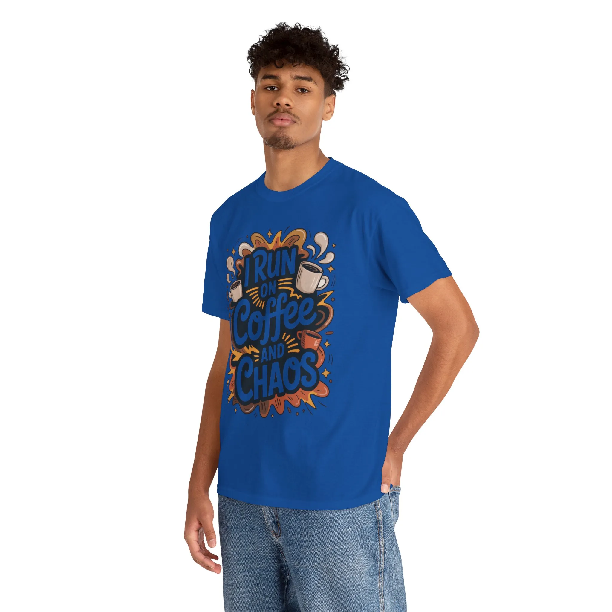 Funny Mens Coffee T-Shirt, I Run on Coffee and Chaos, Caffeinated Chaos Tee for Him, Perfect for Coffee Lovers, , Humor Tee - Image 27