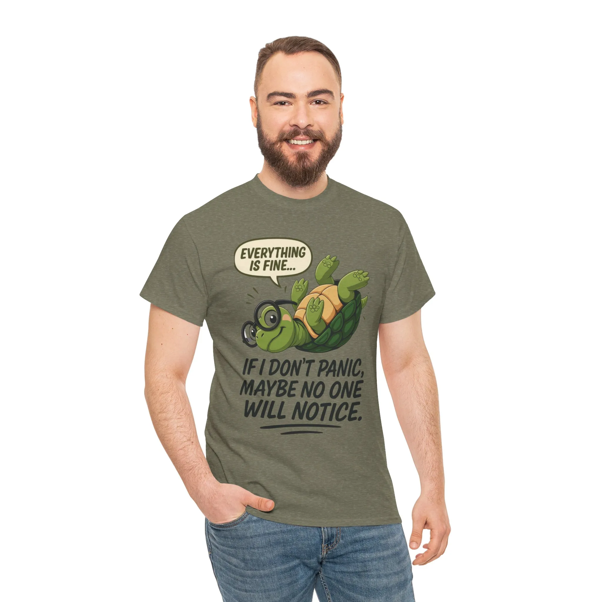 Everything is Fine Turtle Tee, Funny Unisex Cotton Tee, Cute Animal Shirt, Social Anxiety Joke, Great for Humor, Positive message t-shirt - Image 12