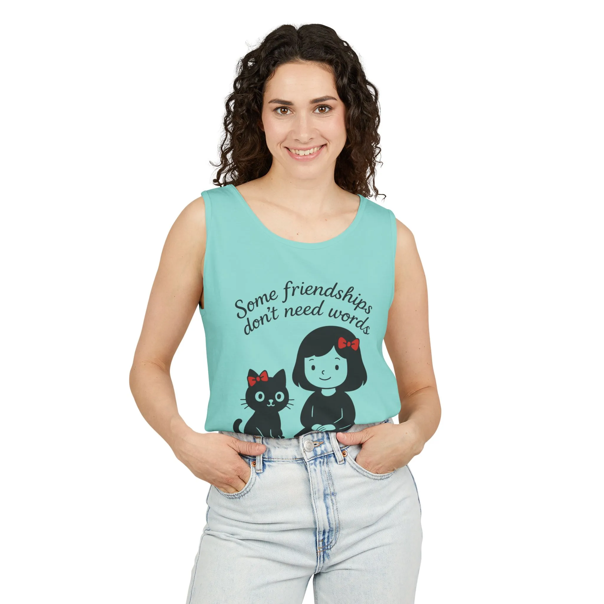 Friendship Tank Top, Cute Cat Lovers Gift, Womens Summer Apparel, Perfect for Casual Outings, Friendship Day, Cat Mom Tees - Image 11