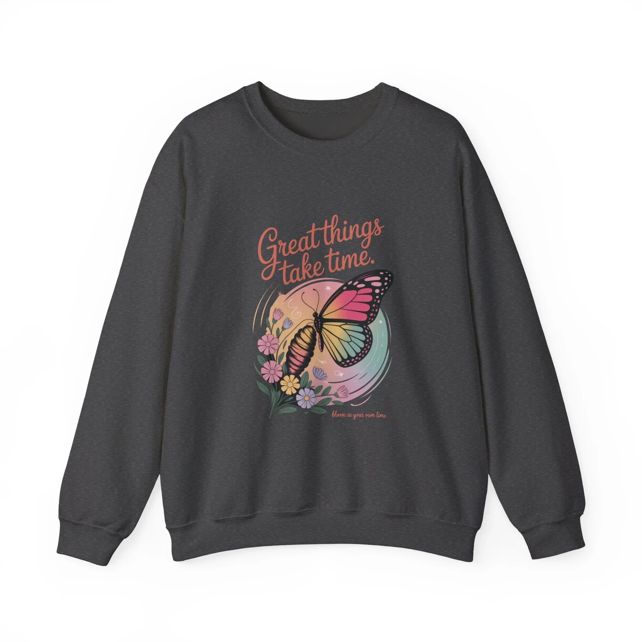 Inspirational Butterfly Sweatshirt - Great Things Take Time, Cozy Unisex Crewneck, Perfect Gift for Nature Lovers, Relaxed Style, [...] - Image 7
