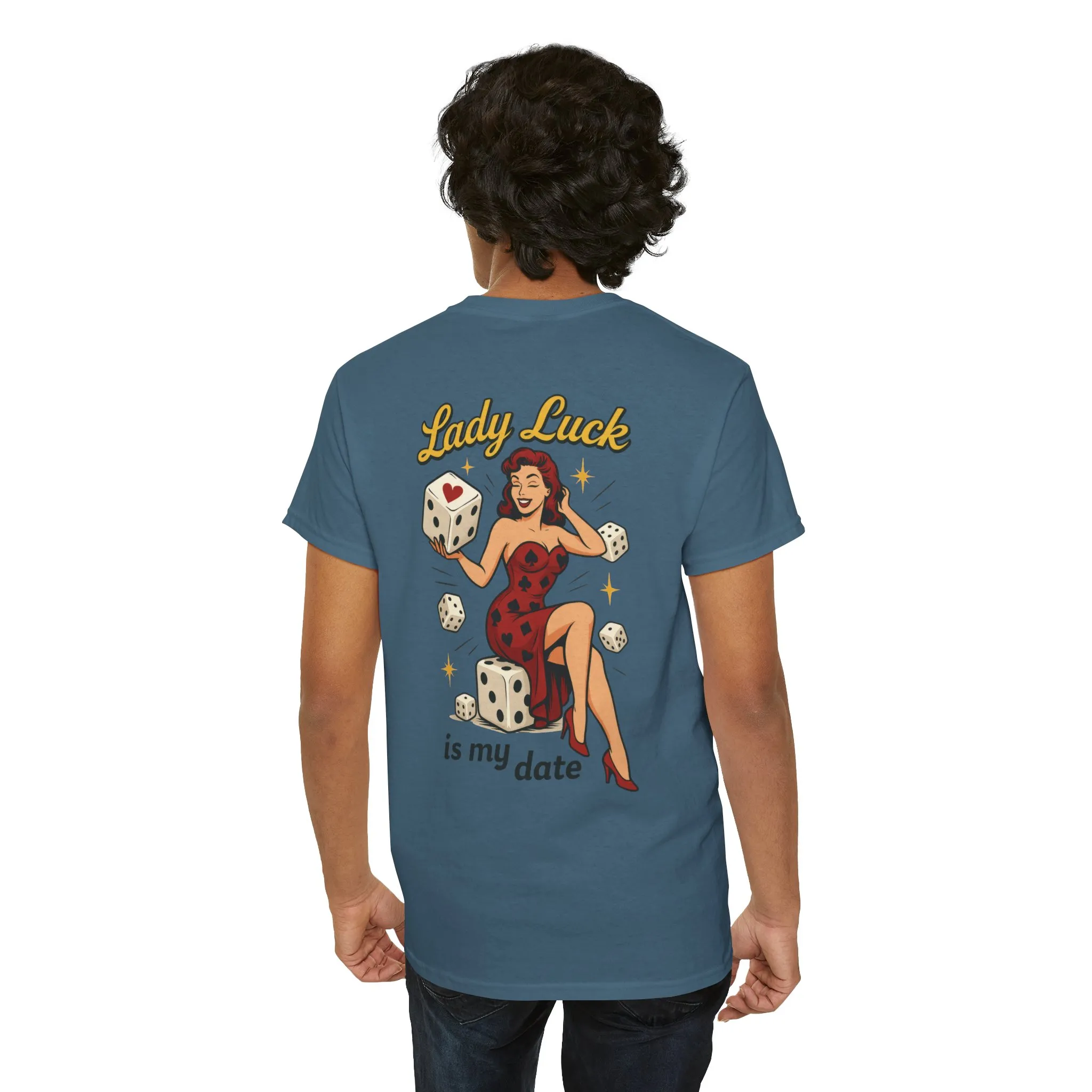 Lucky Me Tee, Retro Lady Luck Shirt for Men, Gambling & Dice Themed Tee, Vintage Pin-Up Vegas Gift, Good Luck Gifts, for Luck Enthusiasts - Image 15