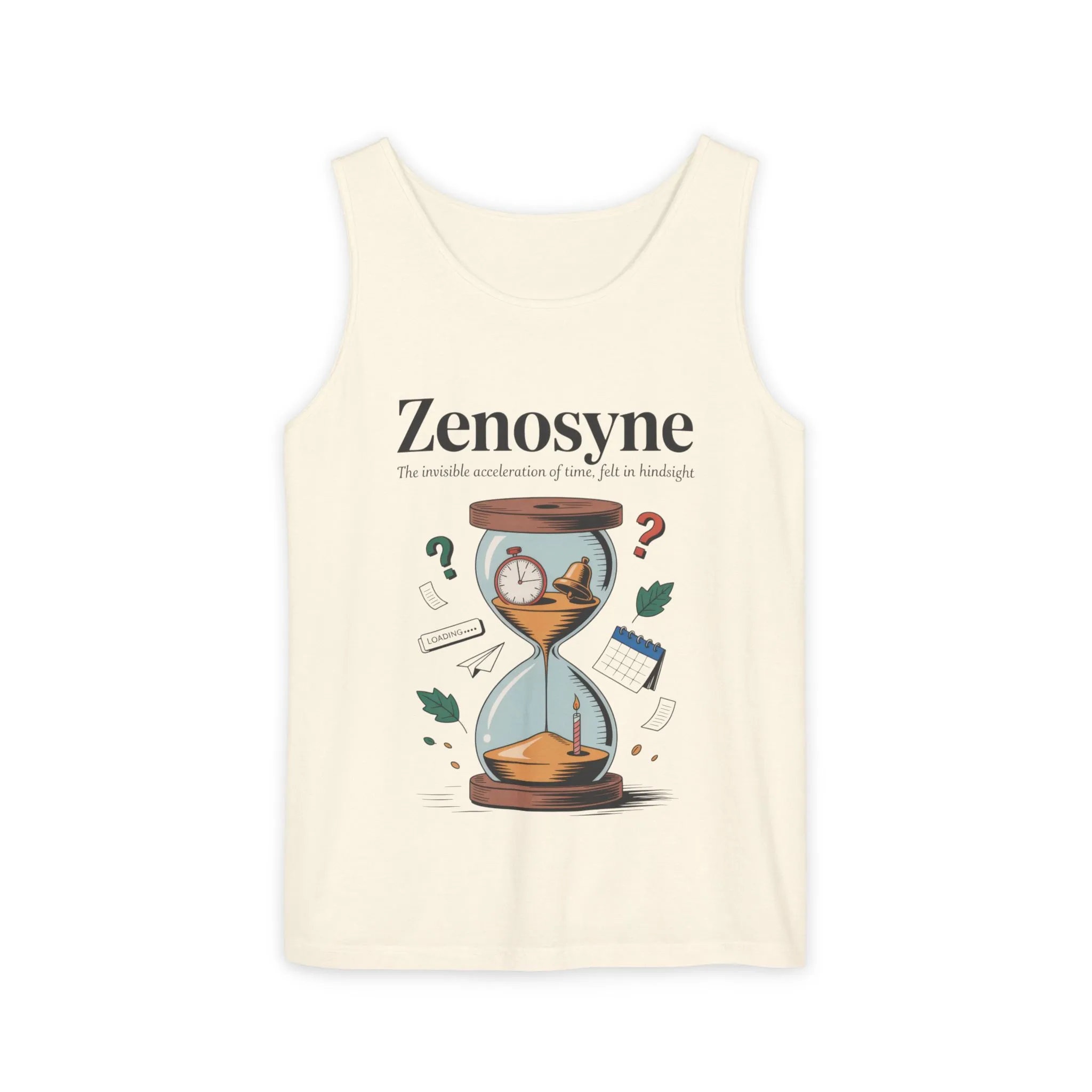 Zenosyne Tank Top, Unisex Garment-Dyed Tee, Time Awareness Gift, Casual Summer Wear, Philosophy Shirt, Unique Everyday Apparel - Image 5