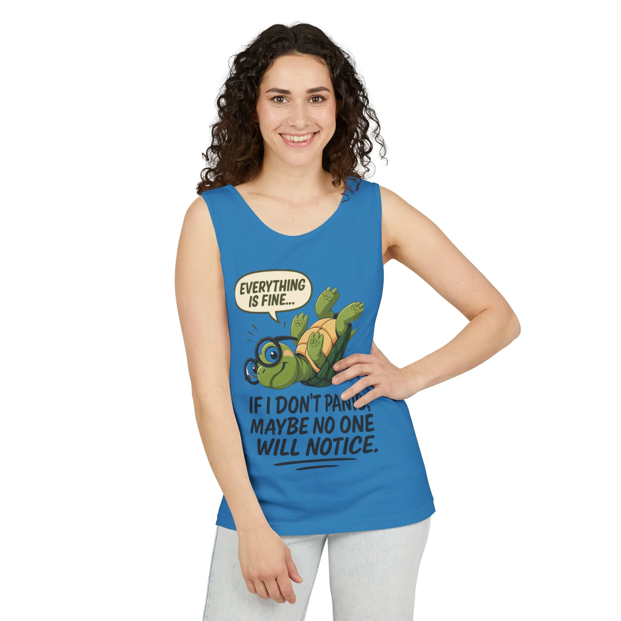 Funny Turtle Womens Tank Top, Everything is Fine, Womens Summer Apparel, Relaxed Fit, Pool Party, Beachwear, Humorous Gift - Image 14