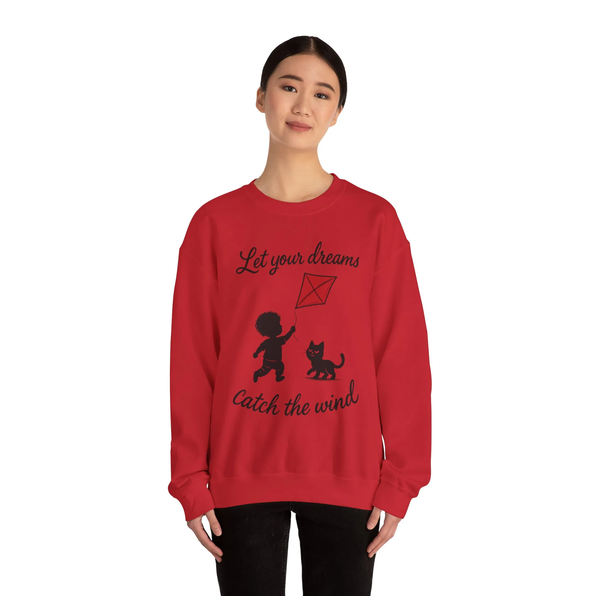 Dream Big Womens Crewneck Sweatshirt, Inspirational Gift, Cozy Lounge Wear, Cat Lover's Apparel, Kid's Motivation Sweatshirt - Image 26