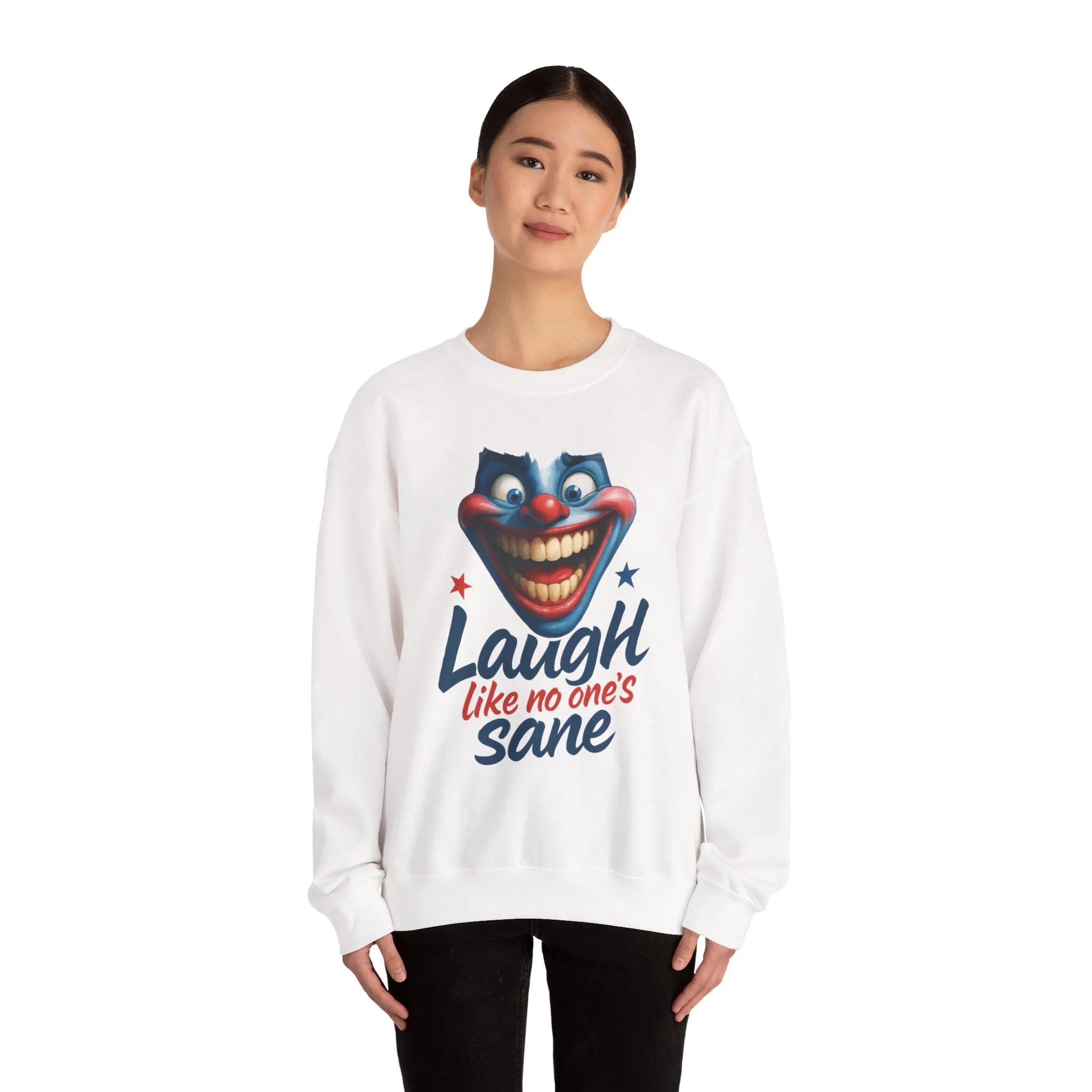 Funny Sweatshirt with 'Laugh Like No One's Sane' Design, Unisex Crewneck, Cozy Gift for Friends, Humor Apparel, Comfy Casual Wear - Image 4