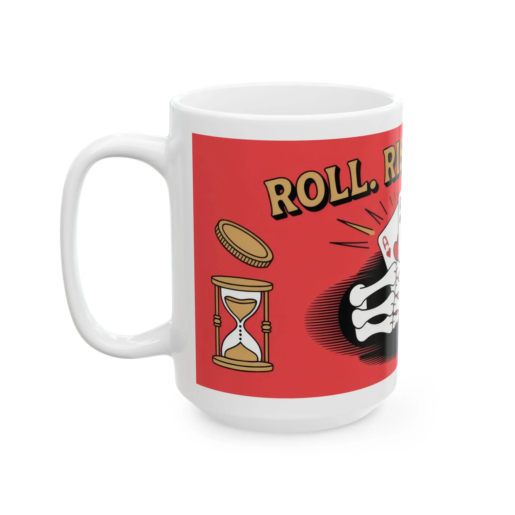 Roll Risk Repeat Poker Mug, Bold Tattoo Style Coffee Cup with Joker Card, Gambling Gift, Gothic Drinkware, Poker Lovers Mug - Image 10