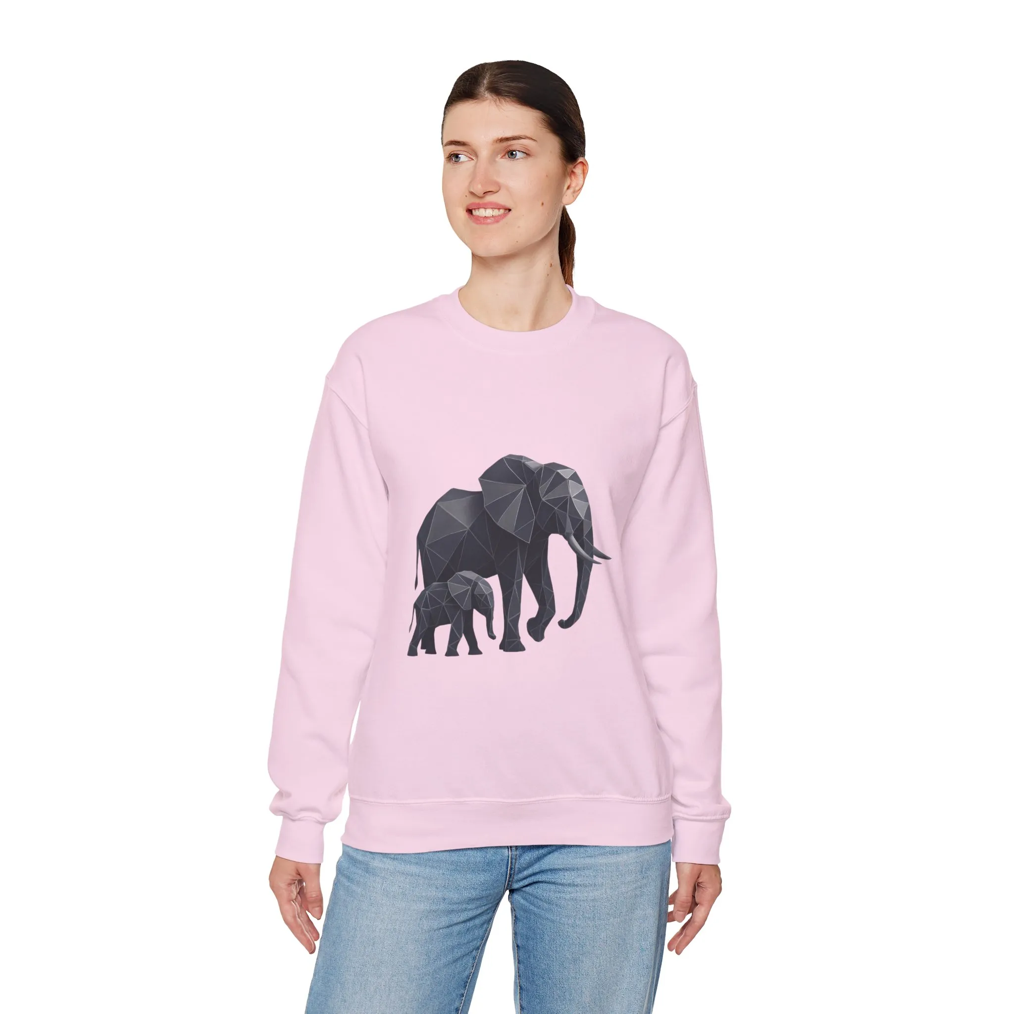 Geometric Elephant Sweatshirt, Cozy Unisex Crewneck, Animal Lover Gift, Nature Inspired Apparel, Eco-Friendly Fashion, Gift for Her - Image 33