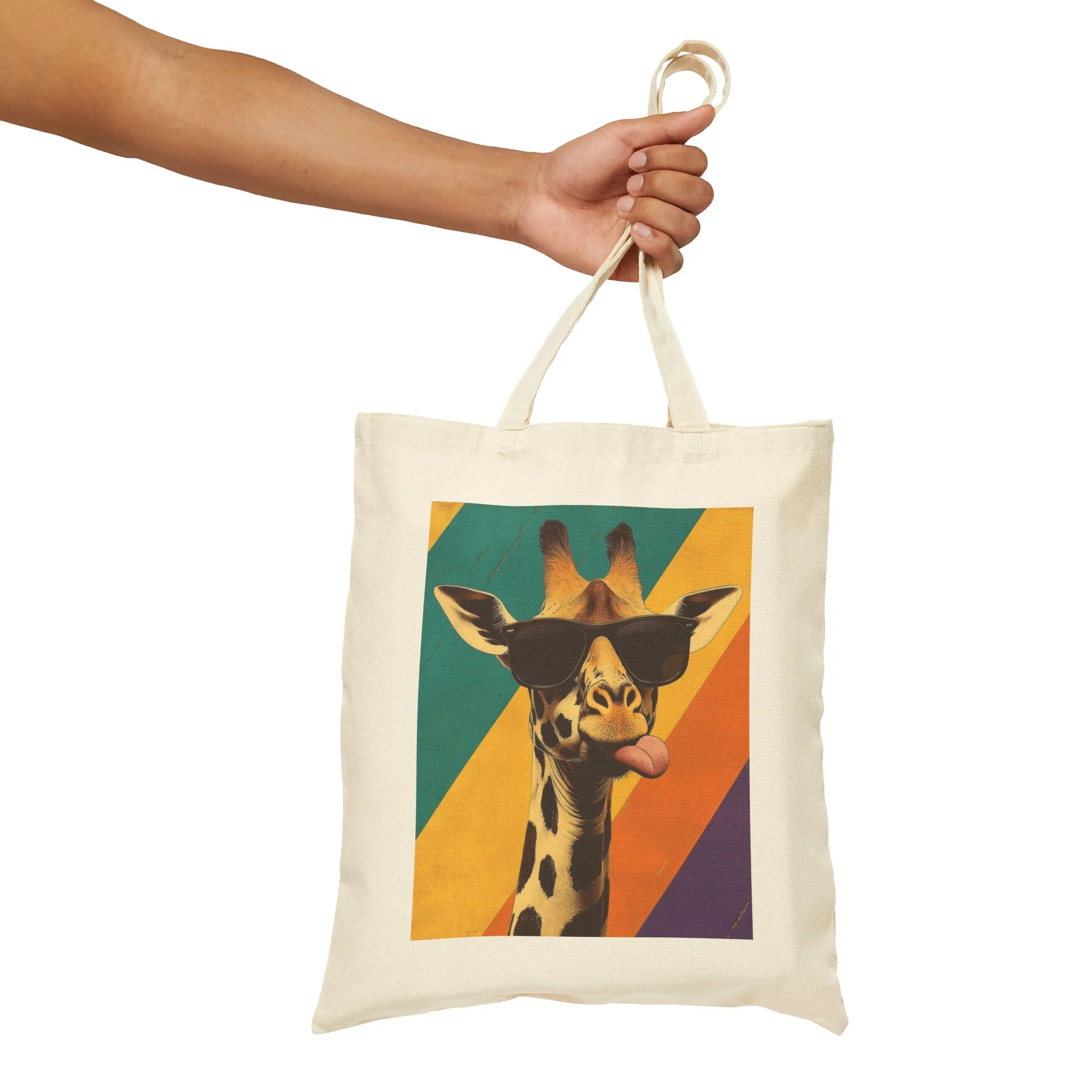 Funny Giraffe Tote Bag, Retro Pop Art Canvas Bag with Sunglasses & Attitude, Colorful Animal Print Tote, Quirky Gift for Cool People, Animal Lover Tote - Image 4