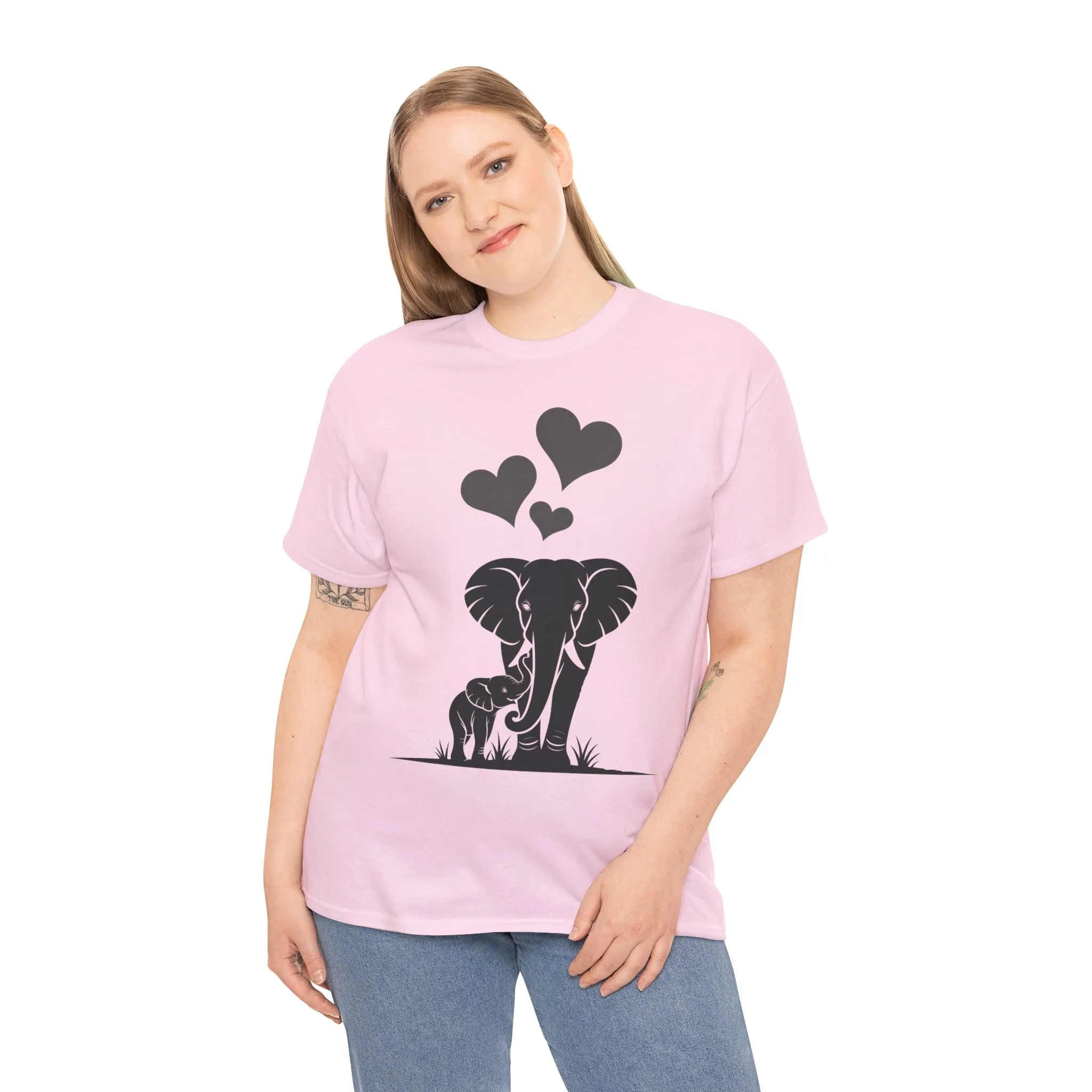 Elephant Mom and Baby T-Shirt, Elephant Love Cotton Tee, Cute Animal Shirt, Animal Lover Gift, Cute Minimalist Elephant Design - Image 21