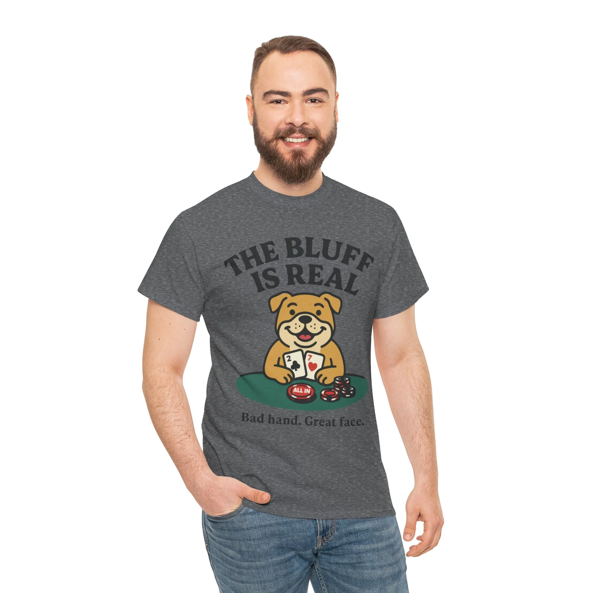 Funny Dog Poker Tee, The Bluff is Real, Animal Lover Gift, Unisex Casino Humor Gift, Poker Night Apparel, Cute Pet Humor T-Shirt - Image 9