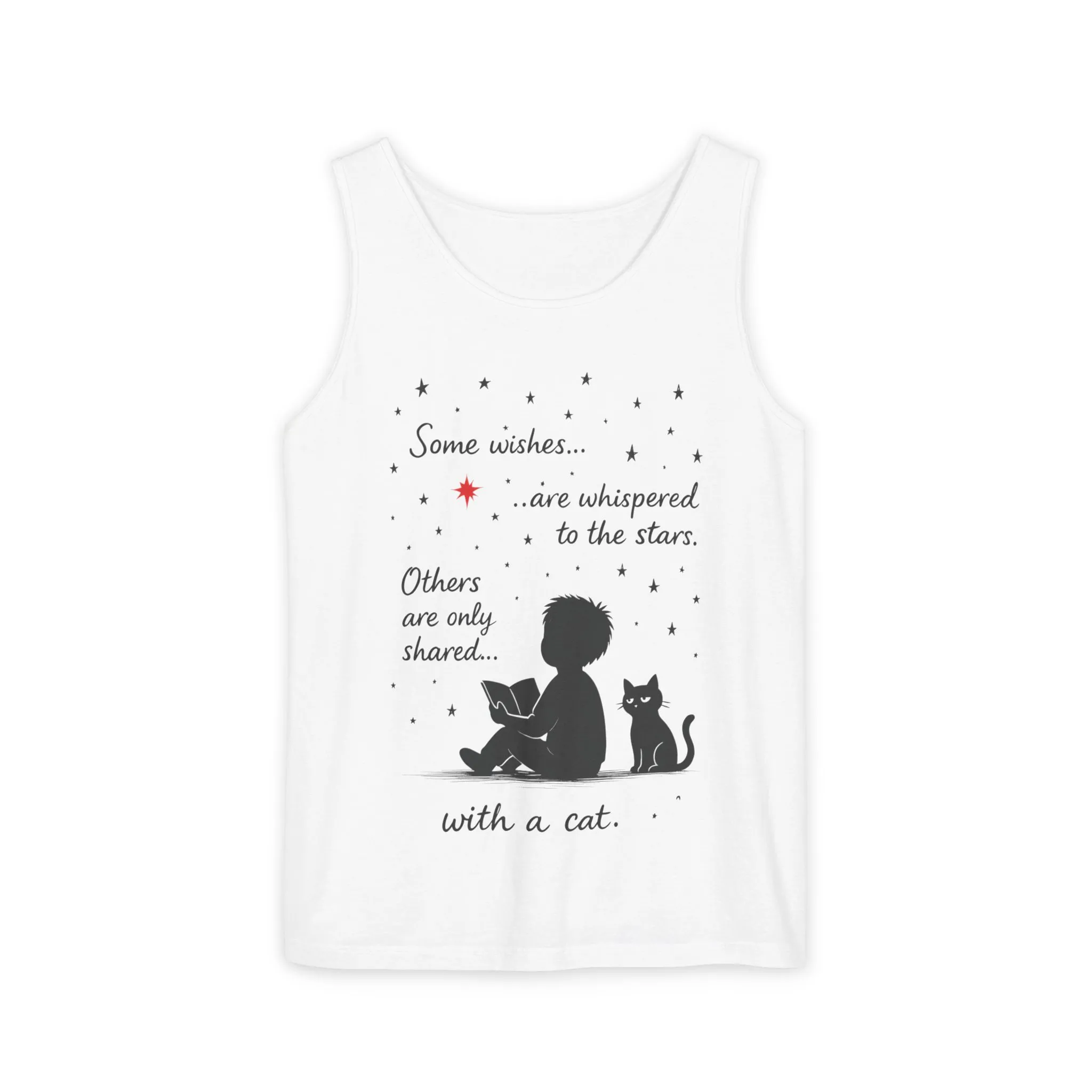 Whimsical Cat Lover's Tank Top, Inspirational Quote Top, Womens Garment-Dyed Summer Shirt, Gifts for Cat Moms, Casual Wear, Pet [...] - Image 4