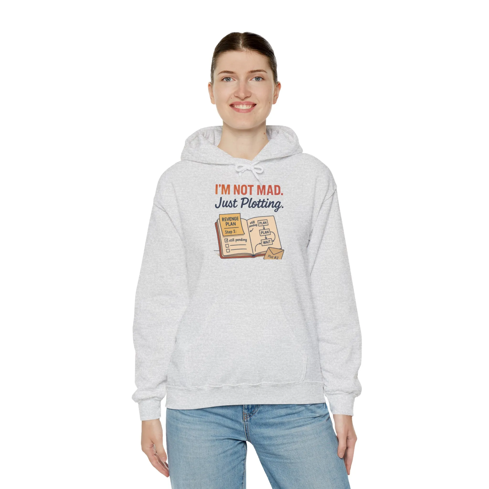 Sarcastic Womens Hoodie, Im Not Mad Just Plotting, Funny Passive Aggressive Sweatshirt Gift, Plotting Humor Hooded Womens Sweatshirt - Image 6