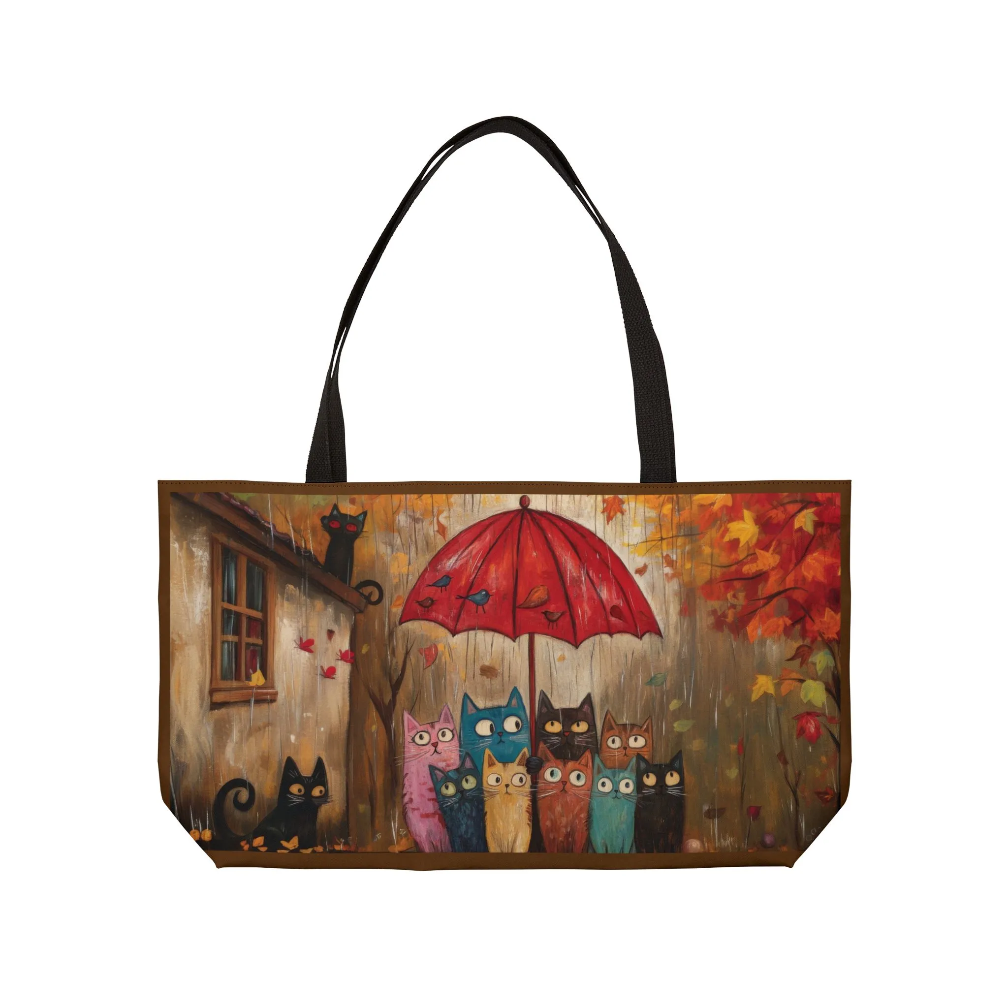 Autumn Cat Parade Weekender Tote Bag, Perfect for Travel, Cat Lovers, Fall Decor, Weekend Getaway, Stylish Storage - Image 2