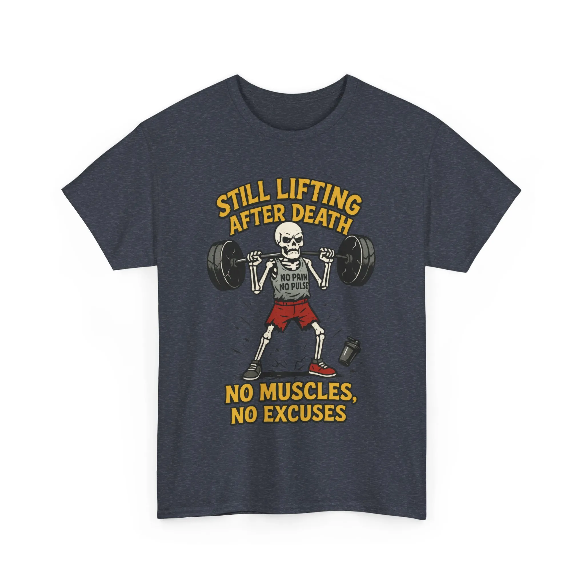 Funny Skeleton Gym T-Shirt, Still Lifting After Death, Funny Workout Shirt for Men, Fitness Gift, Halloween Apparel, Unisex Cotton Tee - Image 2