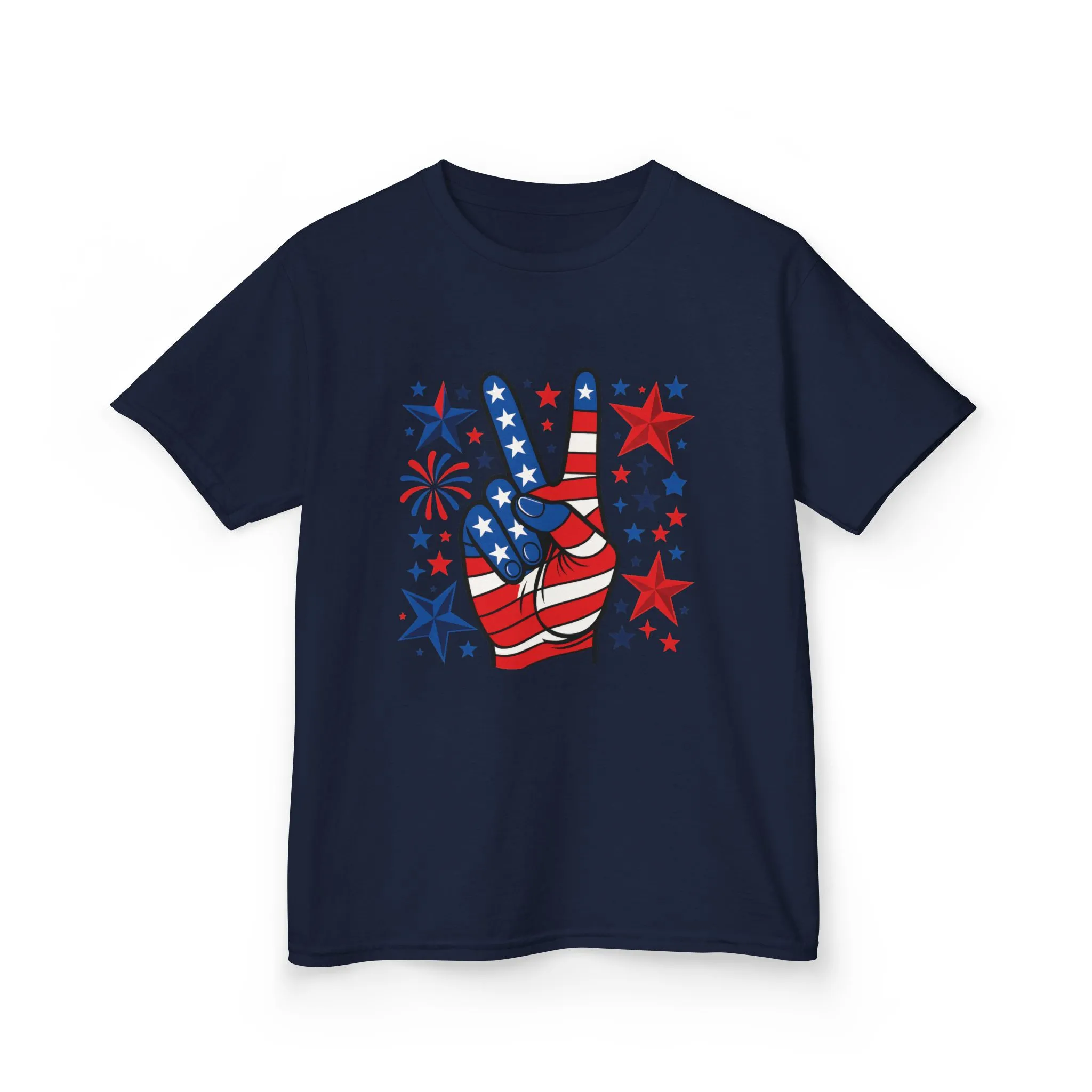 Kids Peace Sign Tee, Patriotic Children's T-Shirt, Americana Style Tee, July 4th Outfit, Independence Day Gift, Star-Spangled Shirt - Image 25