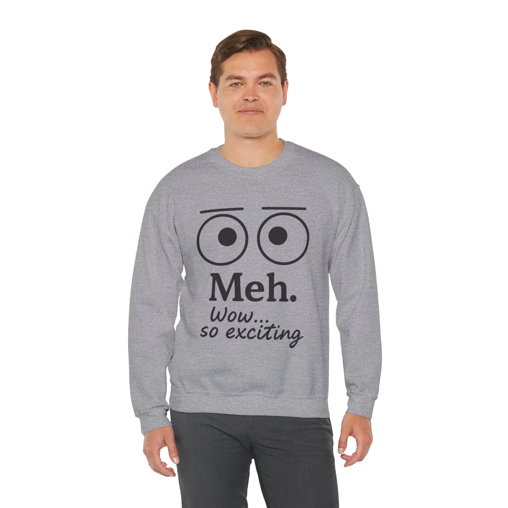 Mens Heavy Blend Crewneck with 'Meh' Design, Comfortable Apparel for Everyday Wear, Perfect for Relaxing - Image 9