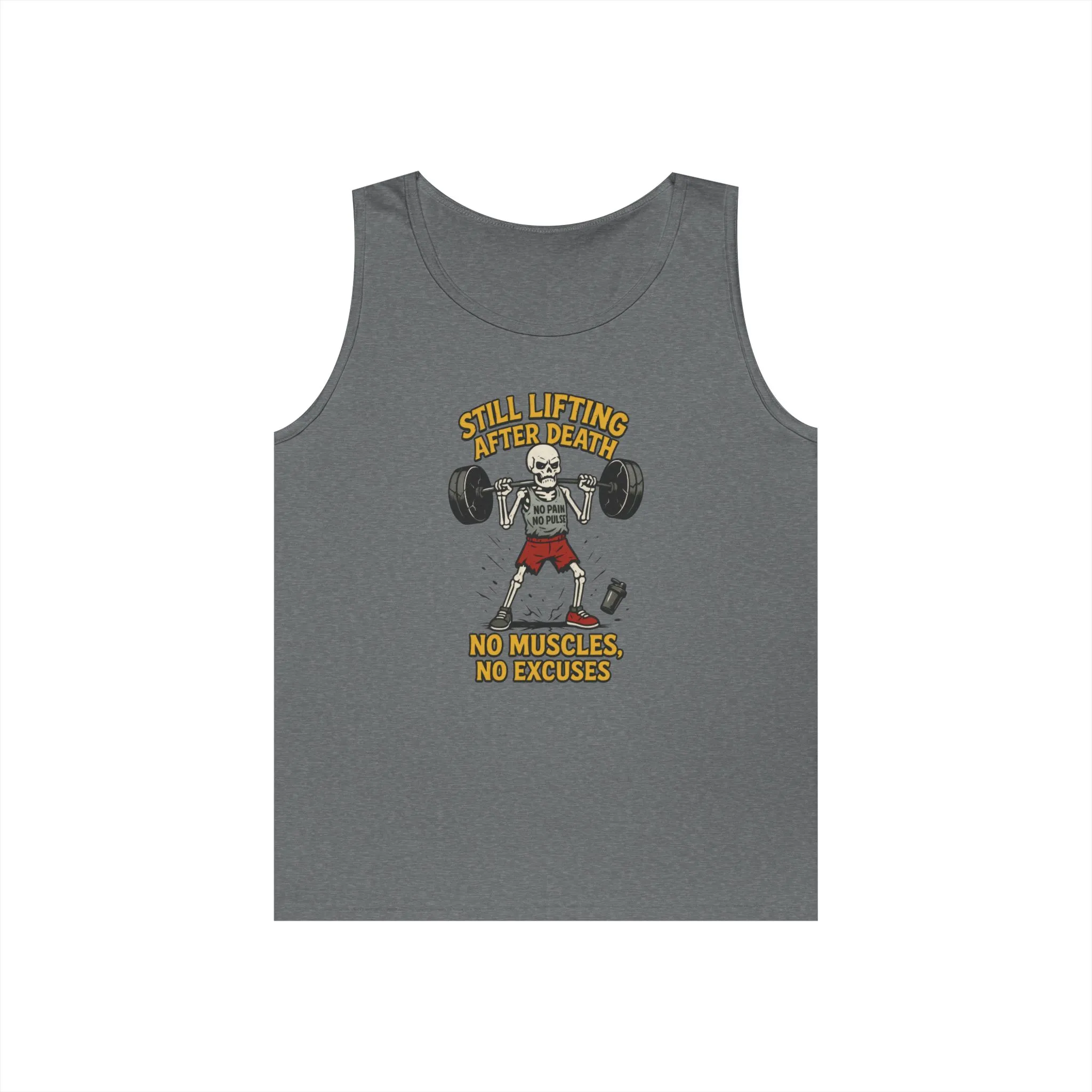 Funny Skeleton Gym Tank Top, Still Lifting After Death, Funny Workout Tee for Men, Fitness Gift, Halloween Apparel, Unisex Cotton Tank Top - Image 8