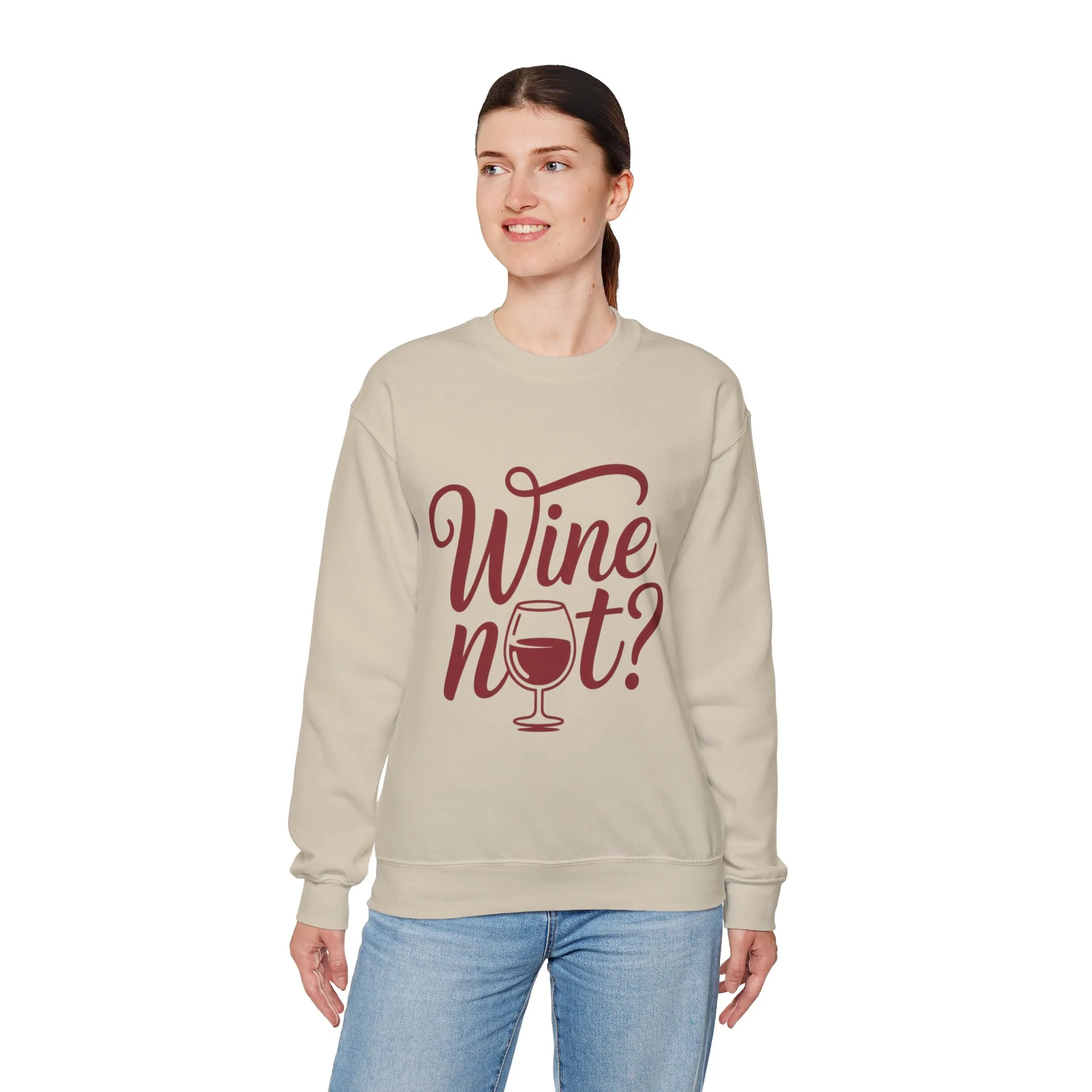 Wine Not? Funny Unisex Crewneck Sweatshirt, Cute Wine Lover Gift, Cozy Wine Quote Pullover, Humorous Drinking Sweater, for Wine Parties - Image 33