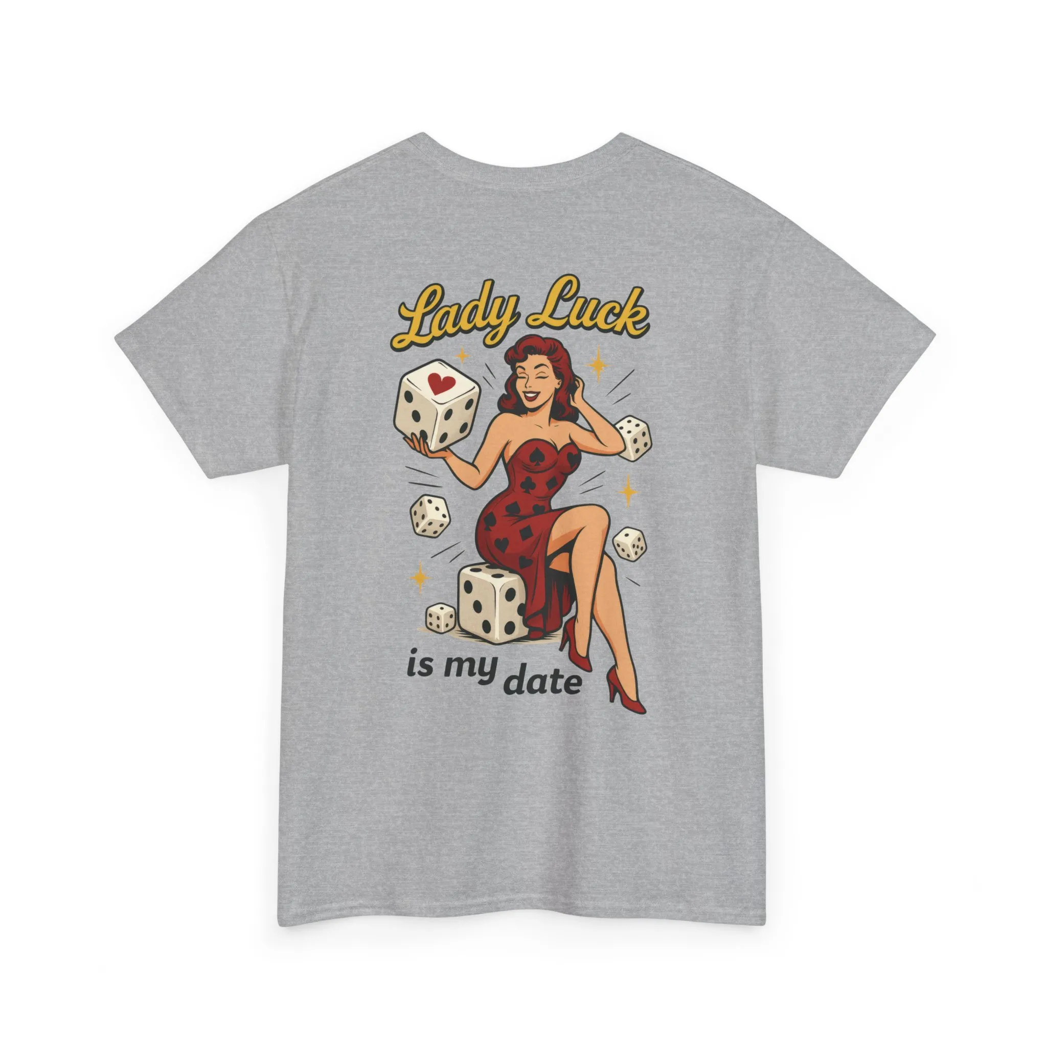 Lucky Me Tee, Retro Lady Luck Shirt for Men, Gambling & Dice Themed Tee, Vintage Pin-Up Vegas Gift, Good Luck Gifts, for Luck Enthusiasts - Image 6