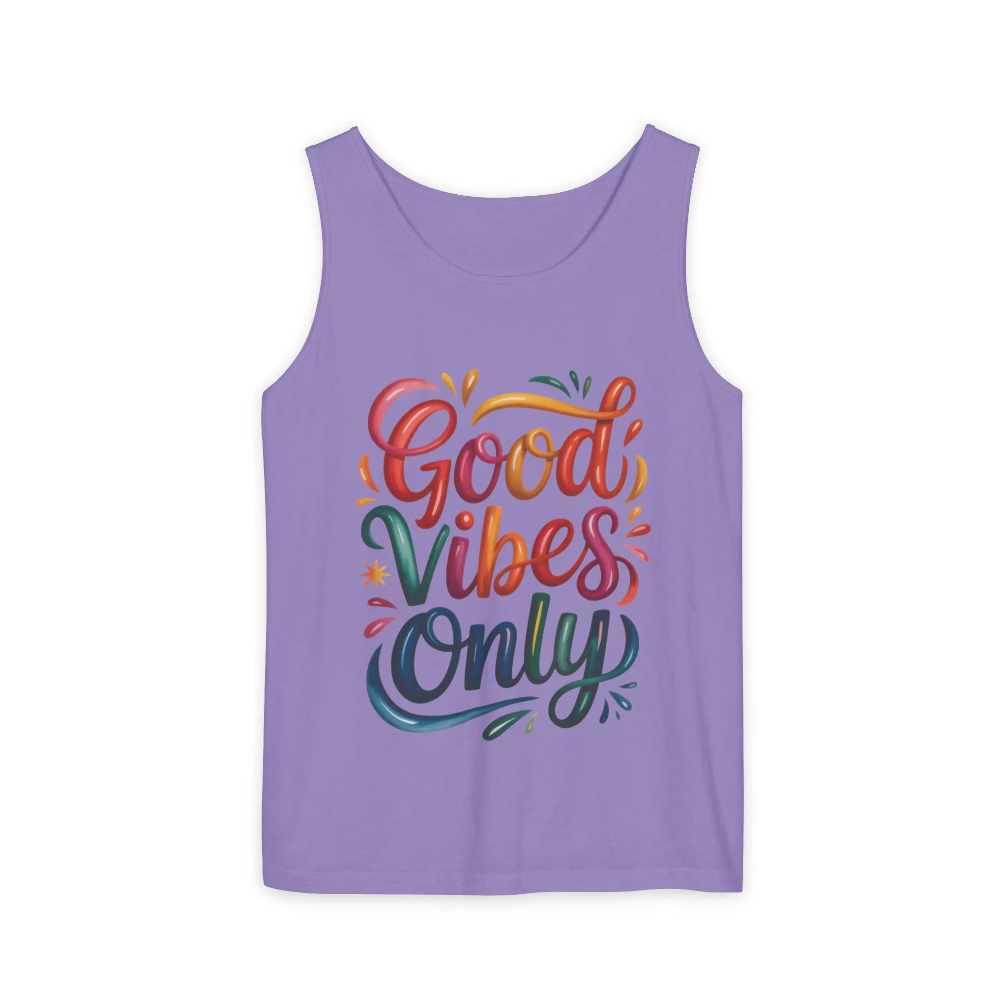 Good Vibes Only Womens Garment-Dyed Tank Top, Summer Casual Wear, Festival Outfit, Beach Day Tee, Gift for Friends, Positive Vibes Apparel - Image 15