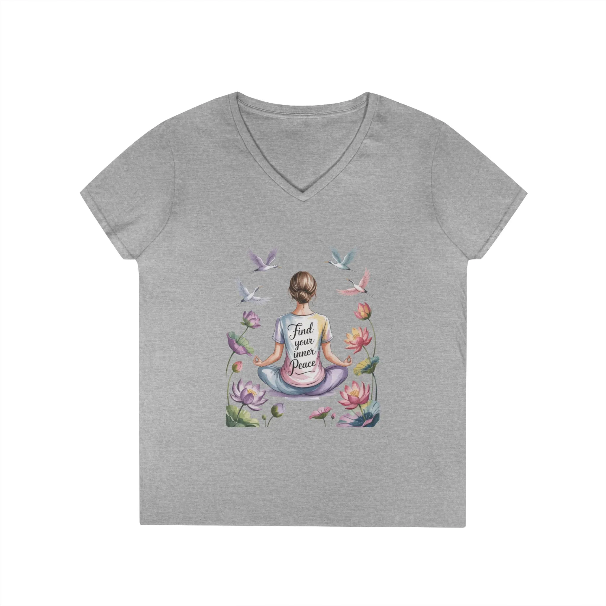 Mindful V-Neck T-Shirt, Inspirational Tee, Yoga Shirt, Self-Care Apparel, Gift for Her, Casual Wear, Find Your Inner Peace - Image 4