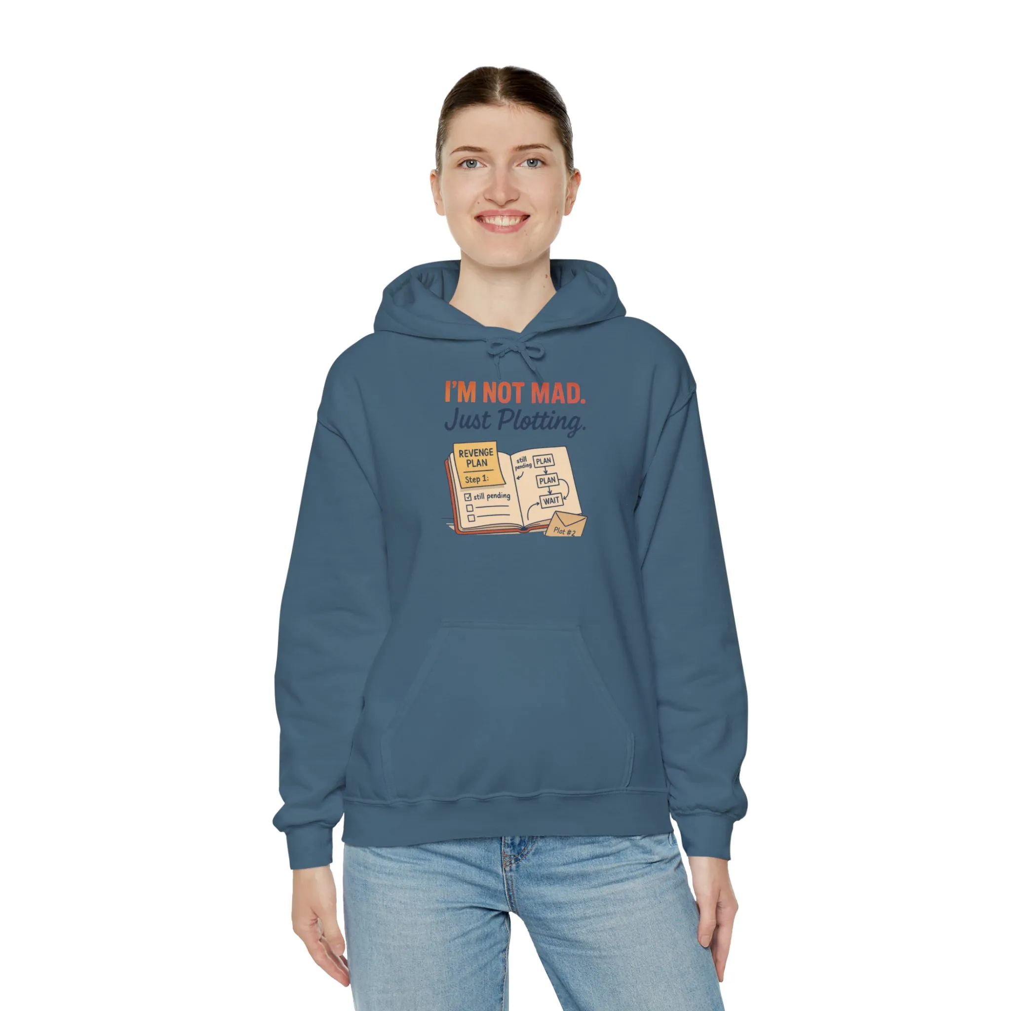 Sarcastic Womens Hoodie, Im Not Mad Just Plotting, Funny Passive Aggressive Sweatshirt Gift, Plotting Humor Hooded Womens Sweatshirt - Image 3