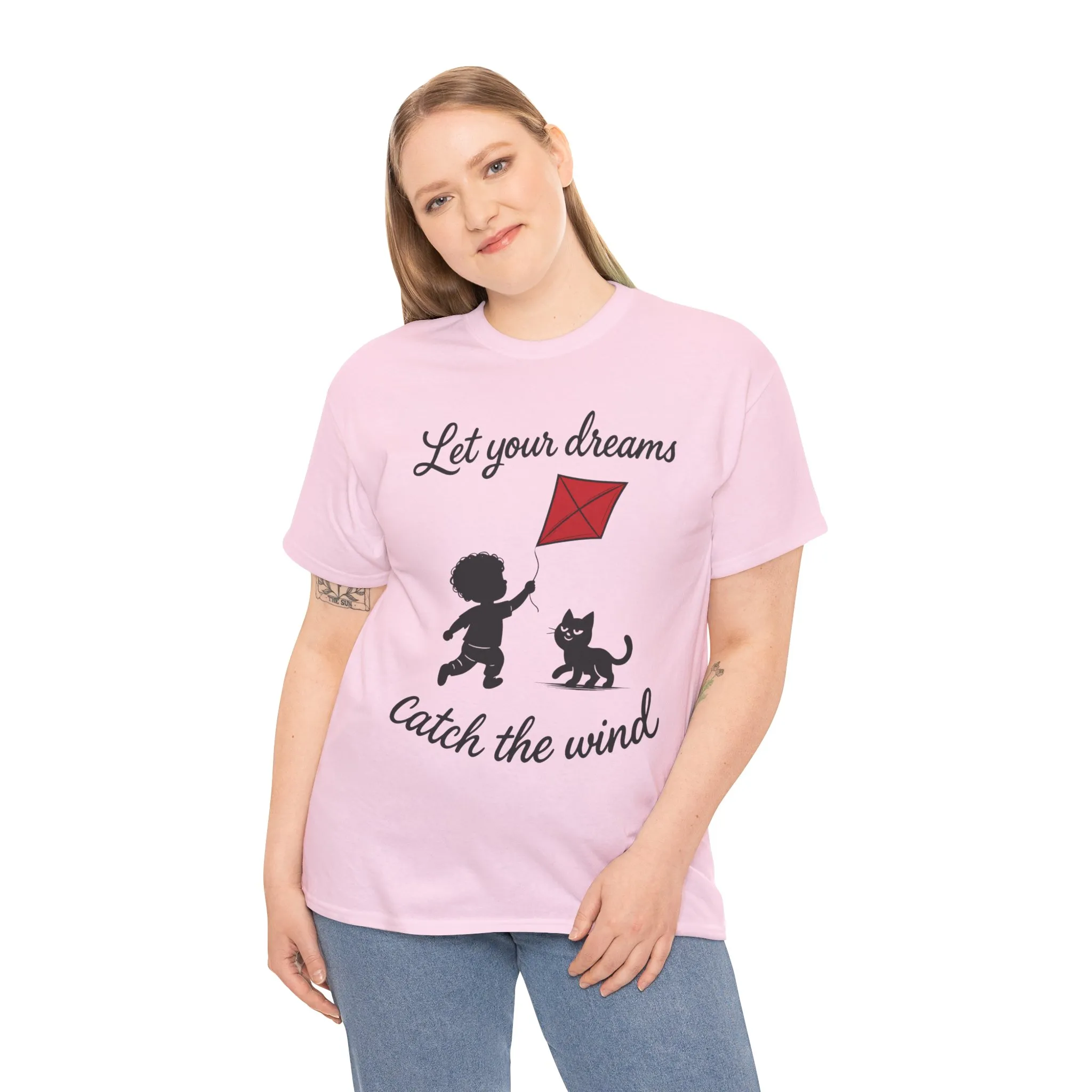 Cute Kid and Cat Design T-Shirt, Playful Gift for Cat Lovers, Summer Style, Cat Lover T-Shirt, Gift for Cat Owners, Women's Cotton T-Shirt - Image 27