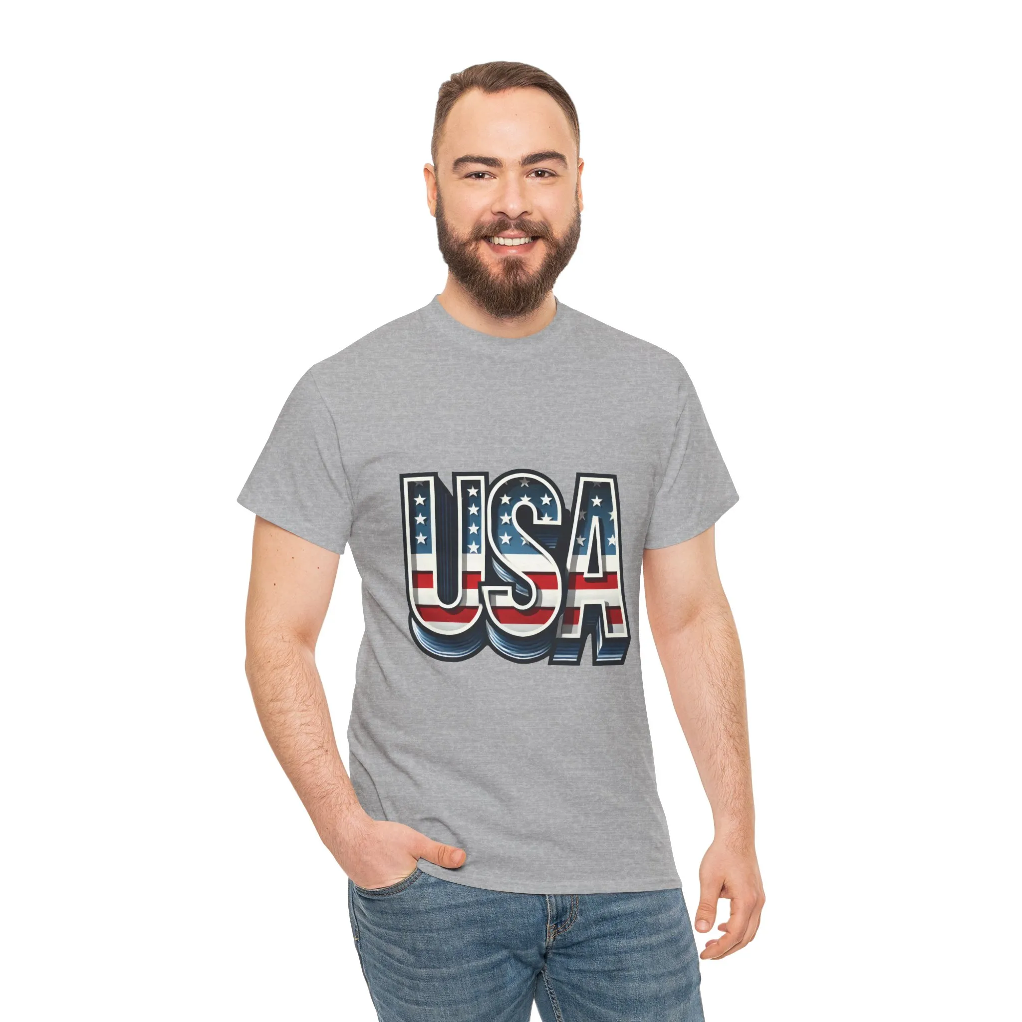 USA Patriotic Unisex Heavy Cotton Tee, American Pride Shirt, July 4th T-Shirt, Independence Day Apparel, Casual Summer Top - Image 10