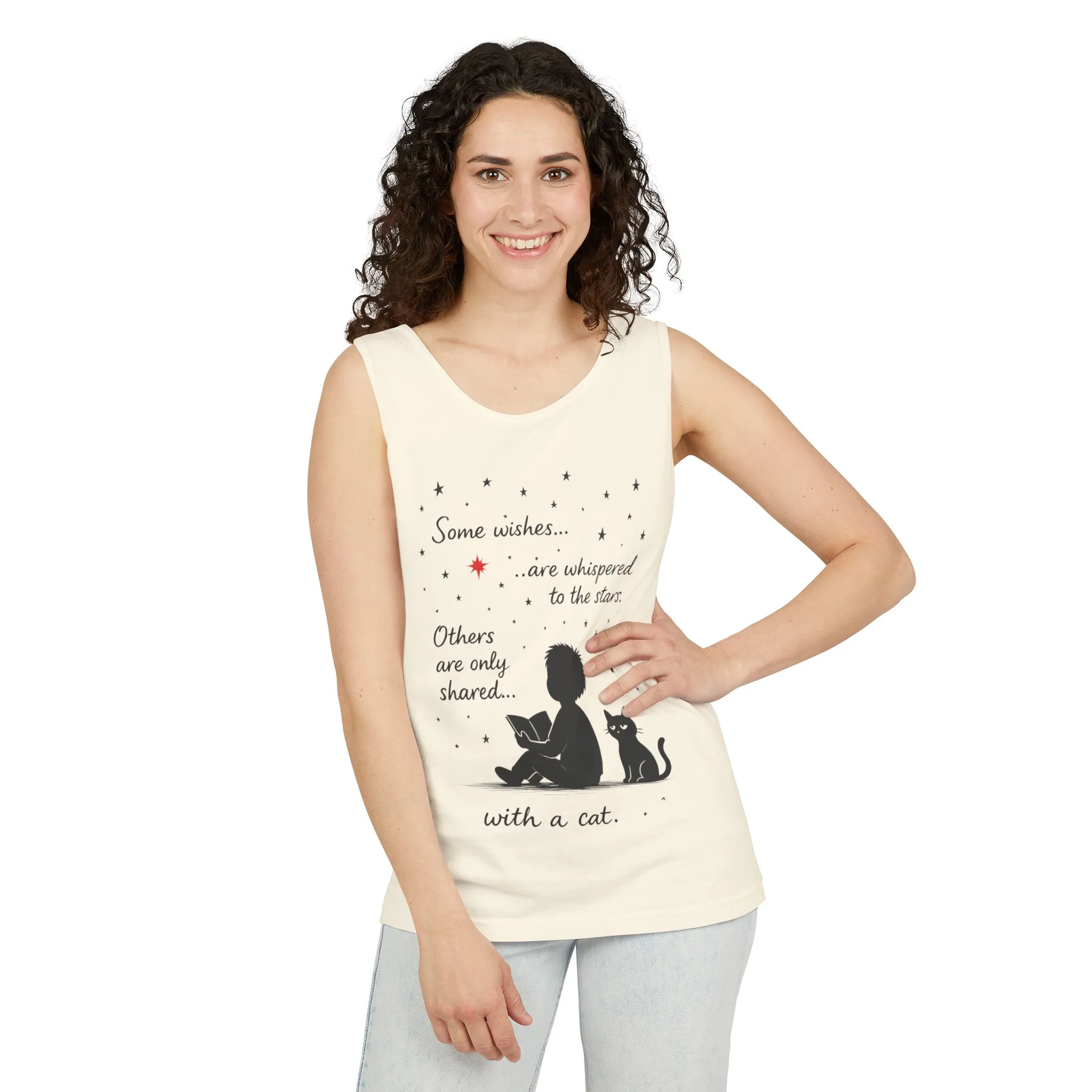 Whimsical Cat Lover's Tank Top, Inspirational Quote Top, Womens Garment-Dyed Summer Shirt, Gifts for Cat Moms, Casual Wear, Pet [...] - Image 9