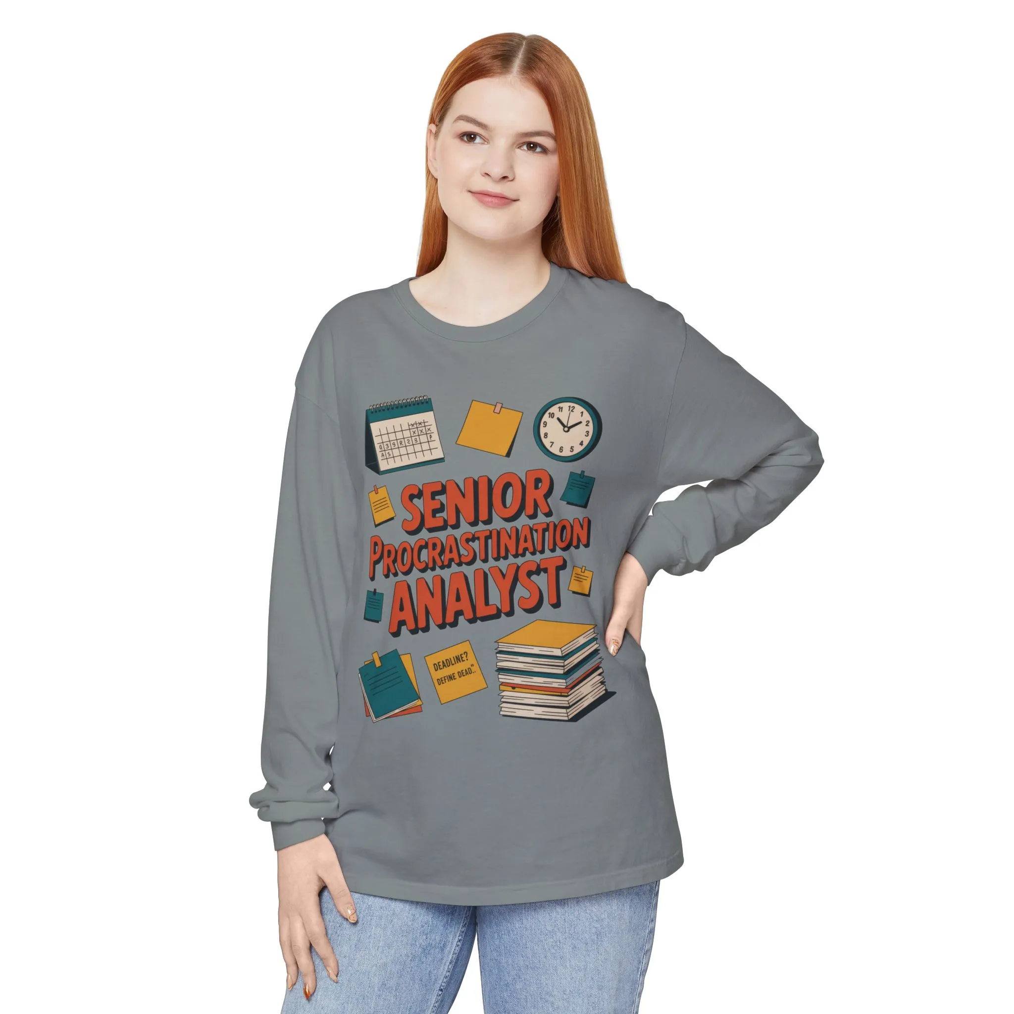 Senior Procrastination Analyst Long Sleeve Tee, Funny Work Shirt,Gift for Analysts, Office Humor, Meme Long Sleeve, Motivation Humor Apparel - Image 21