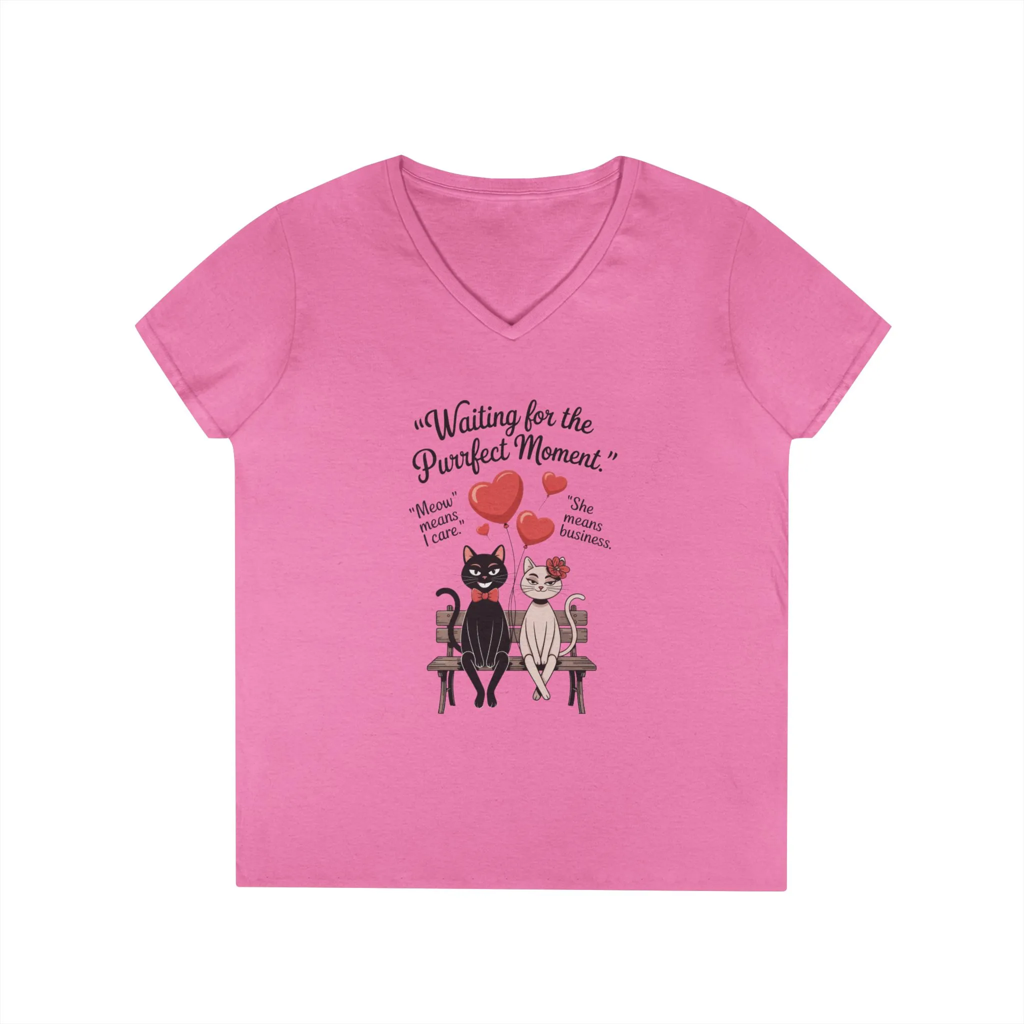 Cute Cat Lovers V-Neck T-Shirt, Casual Wear, Gift for Her, Pet Lovers, Best Friend Gift, Cute Cat Design, Valentine's Day, Cat Love - Image 19