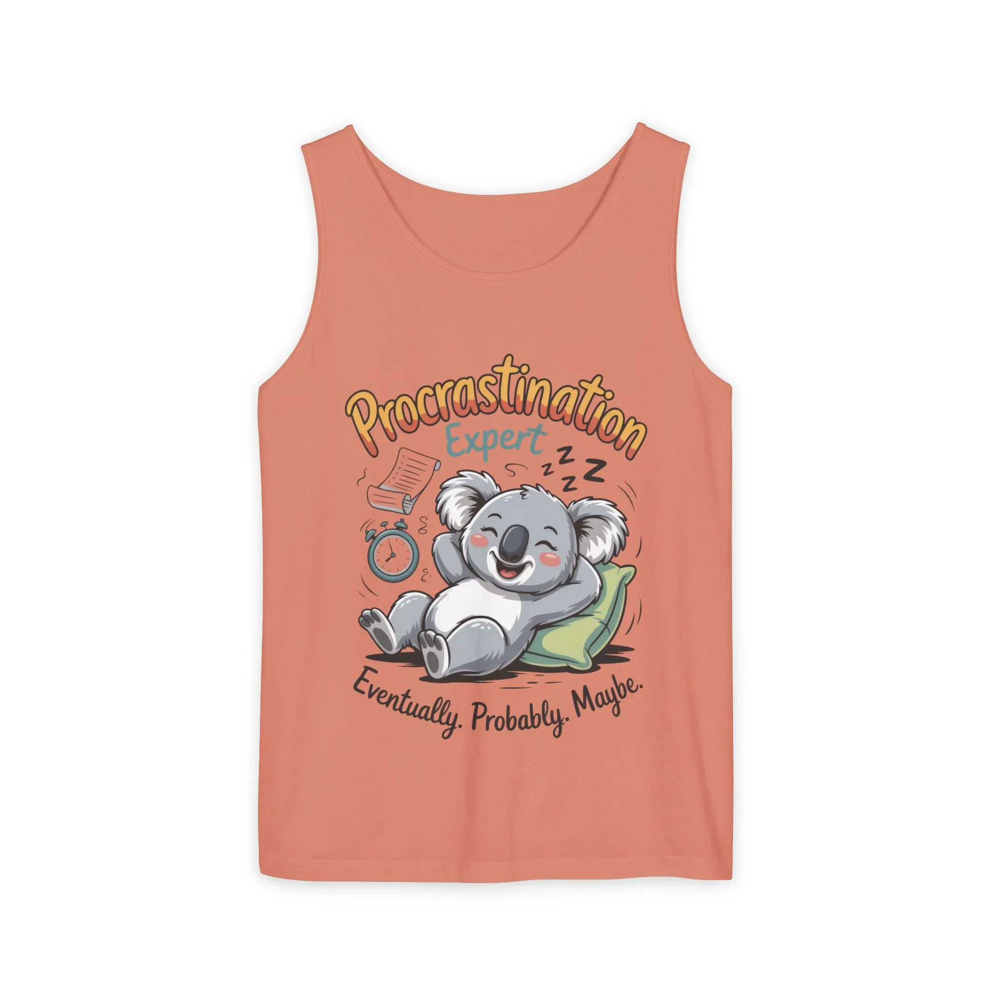 Procrastination Expert Tank Top, Funny Gift for Lazy Days, Relaxed Fit Tee, Casual Summer Wear, Koala Graphic Top, Motivational Apparel - Image 5
