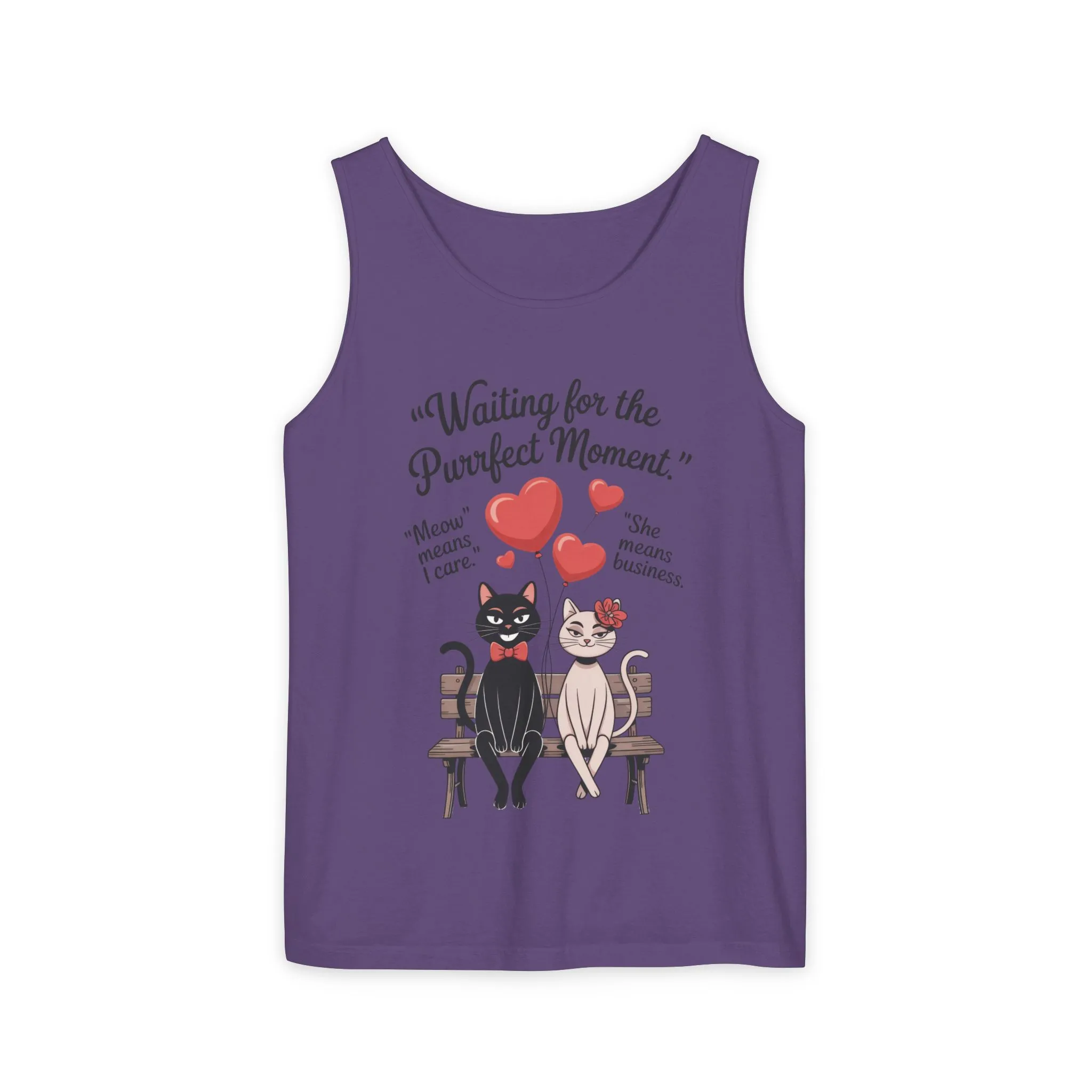 Cute Cat Lovers Tank, Womens Heavy Cotton Tank Top for Pet Owners, Funny Cat Tee, Gift for Cat Lovers, Casual T-Shirt, Animal Art Tee - Image 19