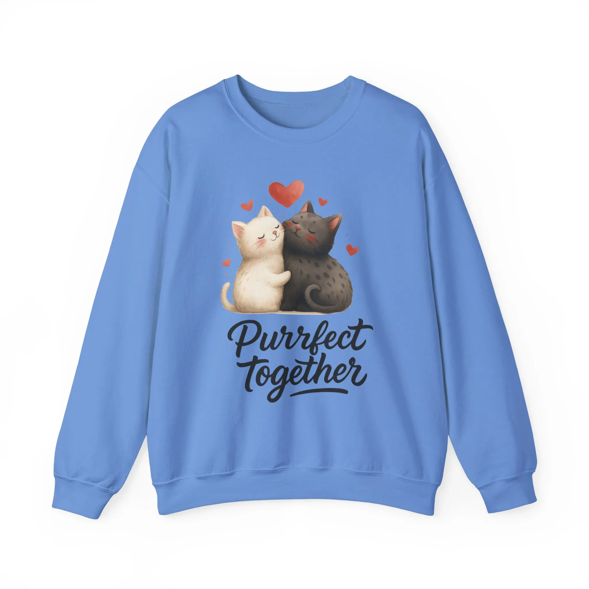 Cute Cat Couple Womens Sweatshirt, Purrfect Together Sweater, Gift for Cat Lovers, Cozy Crewneck for Valentine's Day, Animal Lover Apparel - Image 16