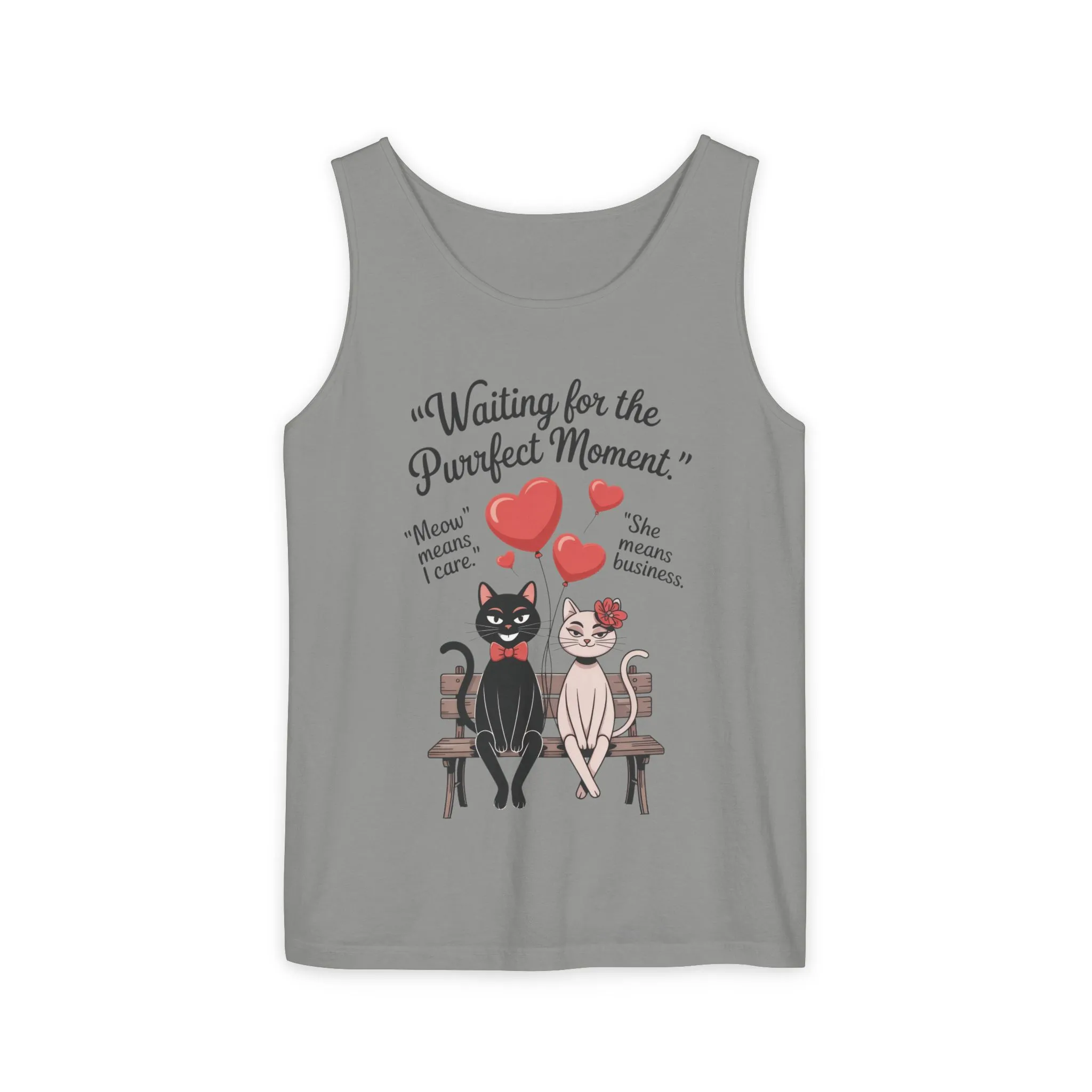 Cute Cat Lovers Tank, Womens Heavy Cotton Tank Top for Pet Owners, Funny Cat Tee, Gift for Cat Lovers, Casual T-Shirt, Animal Art Tee - Image 10