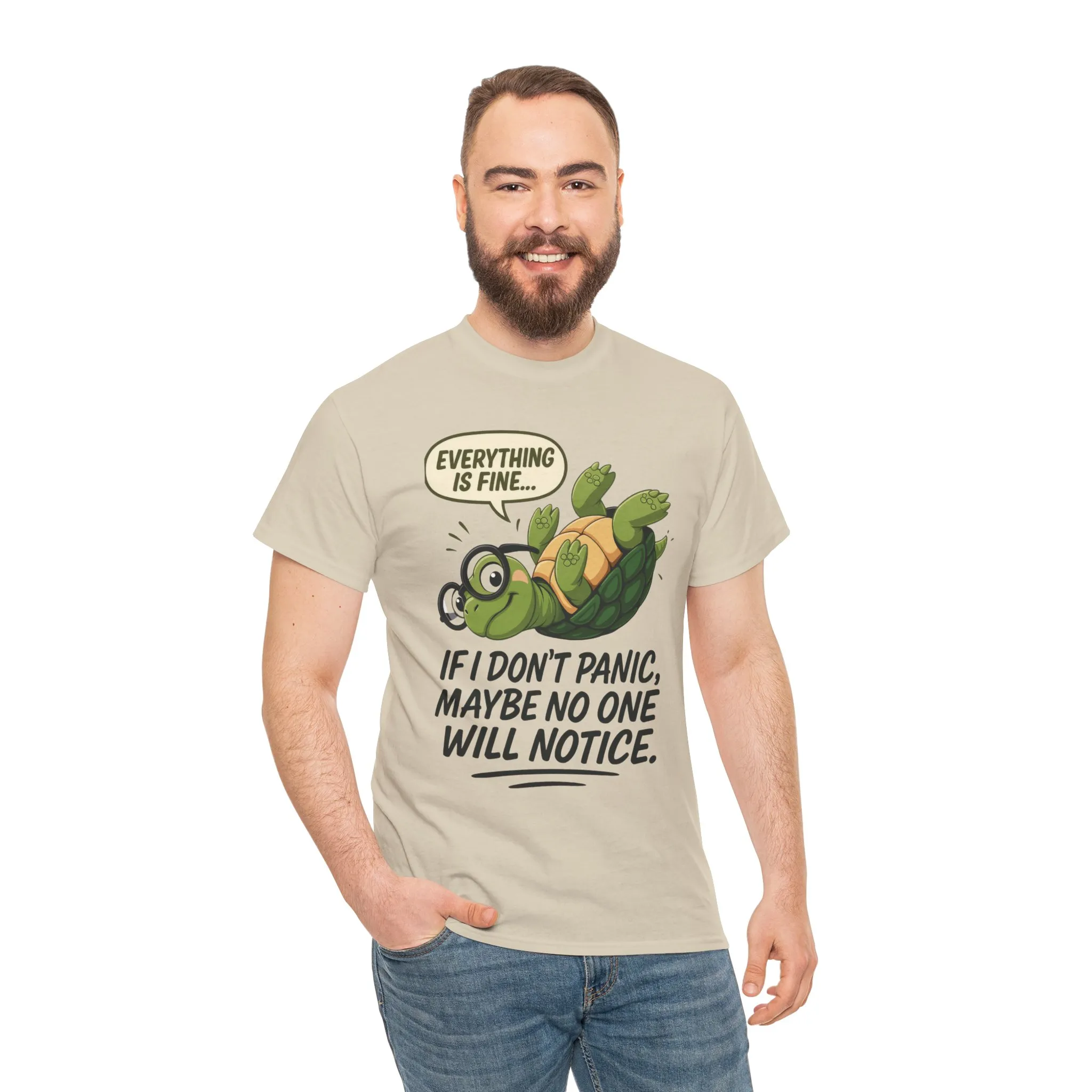 Everything is Fine Turtle Tee, Funny Unisex Cotton Tee, Cute Animal Shirt, Social Anxiety Joke, Great for Humor, Positive message t-shirt - Image 8