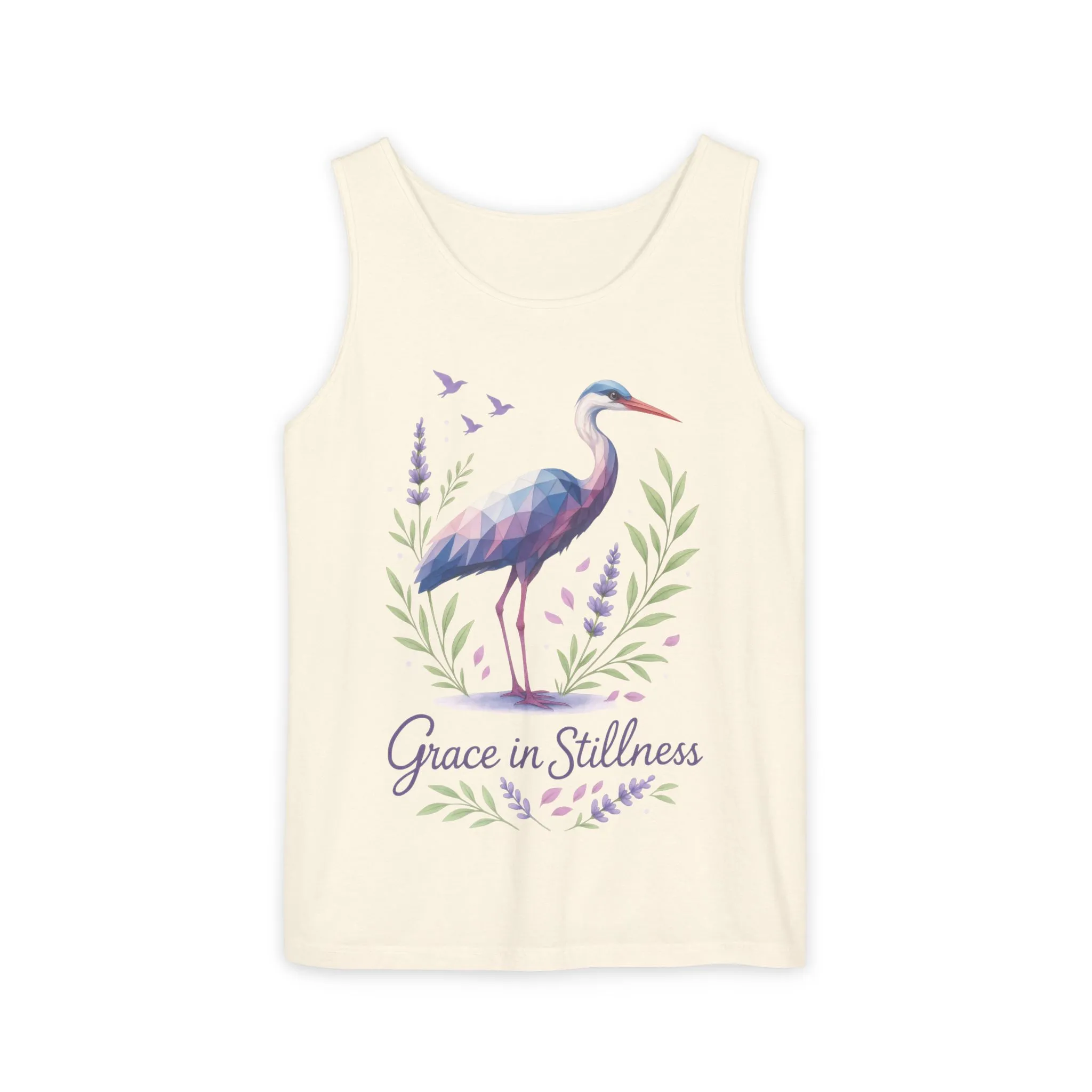 Polygonal Heron Graphic Tank, Womens Artistic Bird Summer Top, Geometric Crane, Bird Lovers Gift, Yoga Shirt, Fitness Apparel, Casual Wear - Image 28