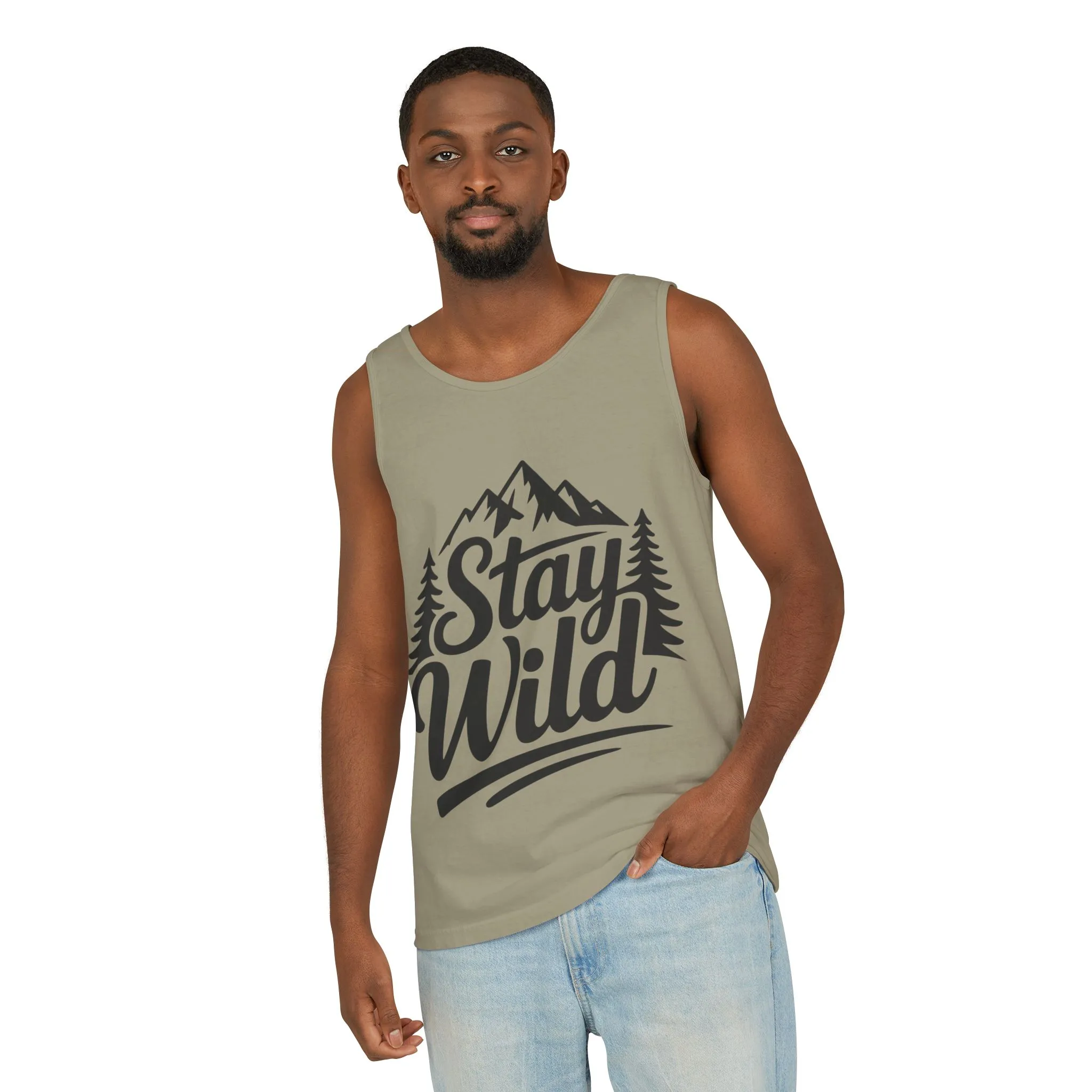 Stay Wild Garment-Dyed Mens Tank Top, Boho Summer Top, Adventure Shirt, Nature Lover Apparel, Gift for Hikers, Outdoor Clothing - Image 8