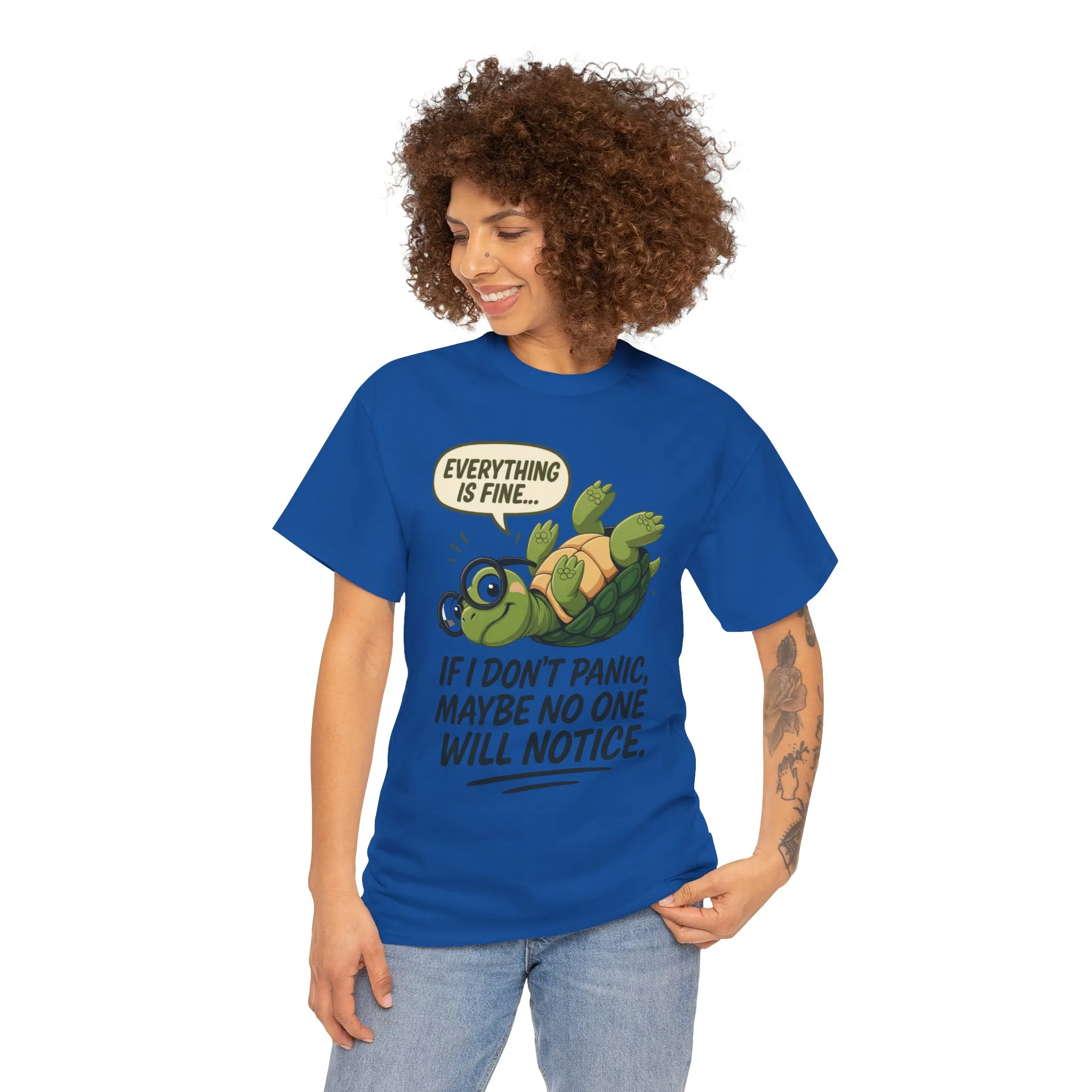 Everything is Fine Turtle Tee, Funny Unisex Cotton Tee, Cute Animal Shirt, Social Anxiety Joke, Great for Humor, Positive message t-shirt - Image 27