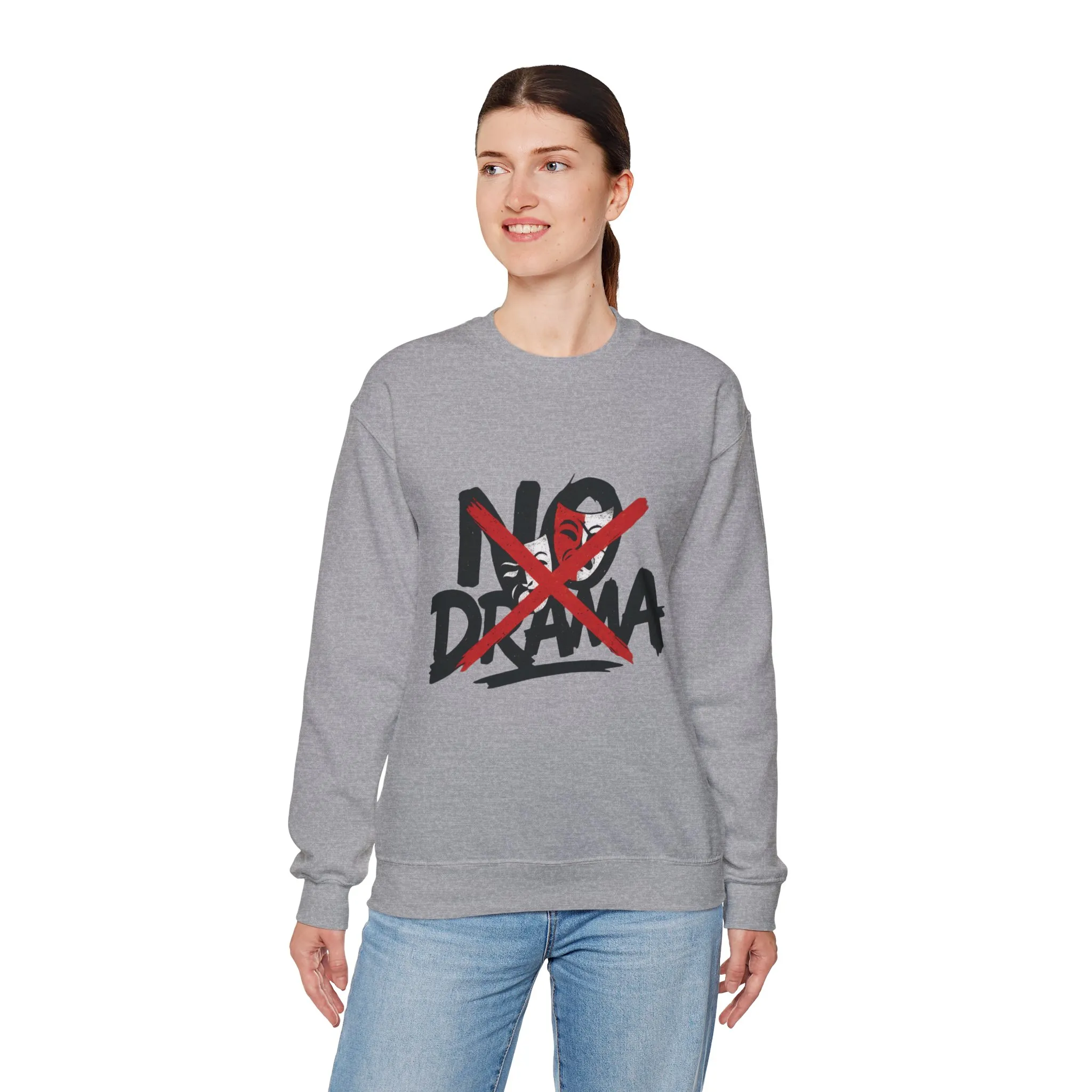 No Drama Crewneck Womens Sweatshirt, Cozy Sweatshirt, Relaxed Fit Pullover, Casual Gift for Friends, Everyday Comfort Apparel - Image 36