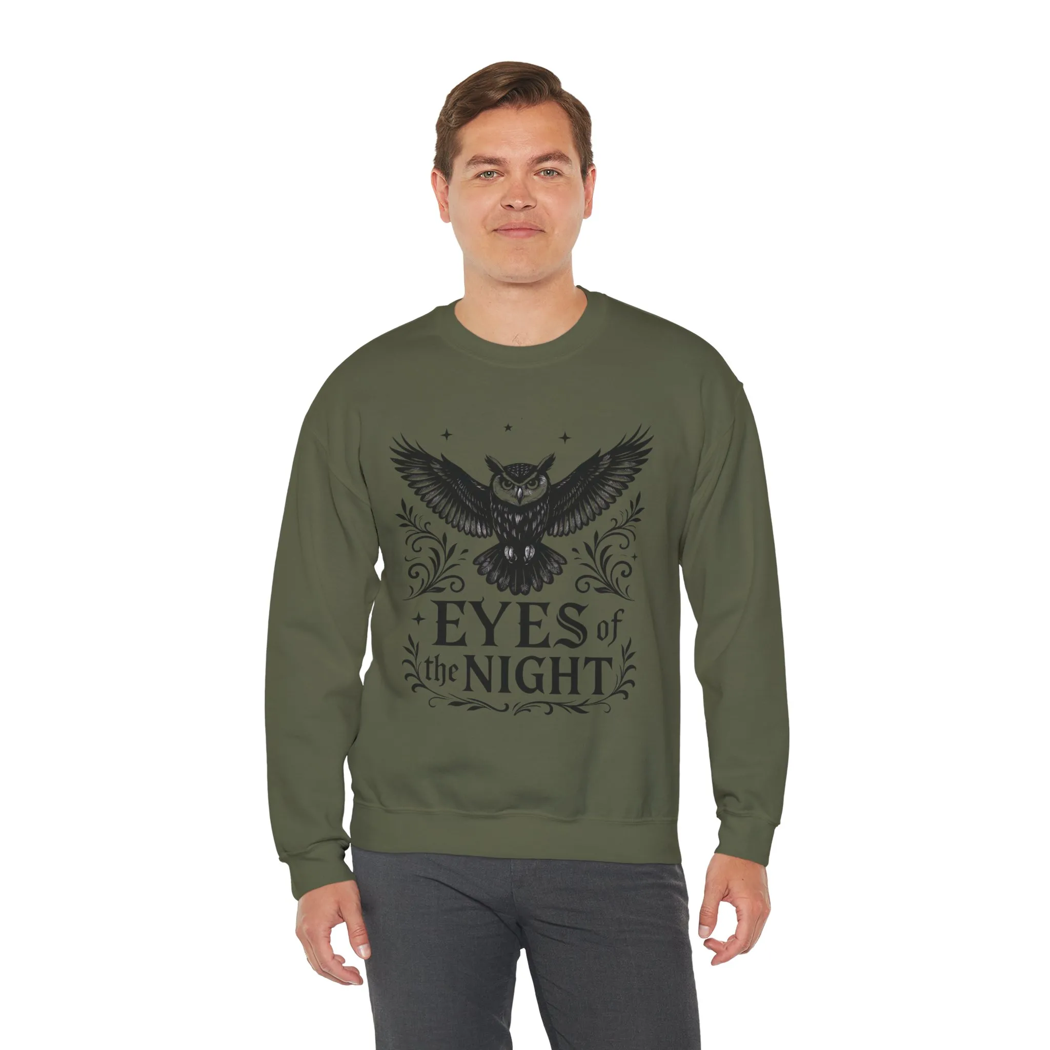 Eyes of the Night Owl Sweatshirt, Mens Dark Gothic Sweatshirt, Mysterious Owl Graphic Pullover, Forest Bird of Night Design, Halloween Gift - Image 20