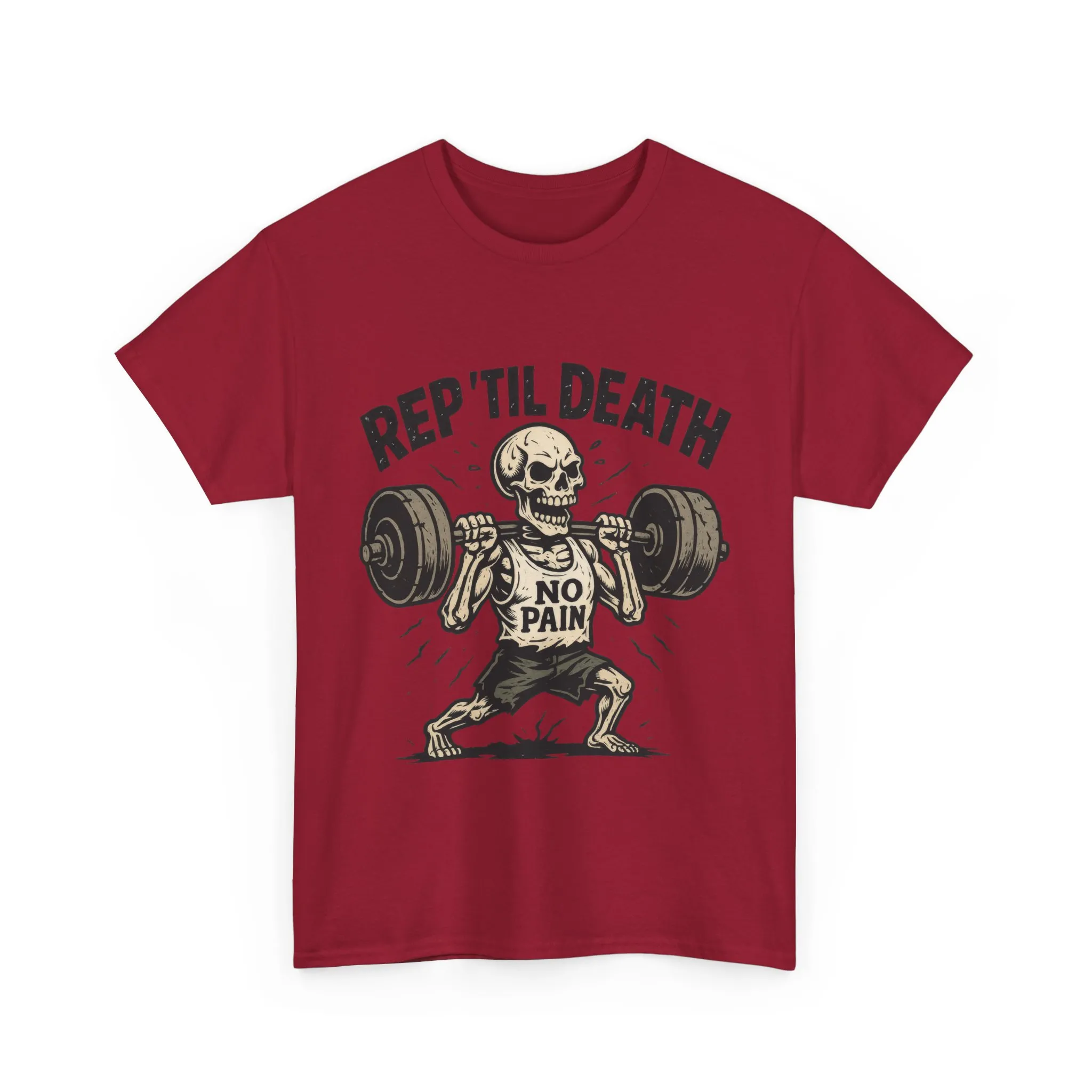 Mens Hardcore Fitness Shirt, No Pain Skeleton Workout Tee, Shirt for Fitness Lovers, Humor Gift for Bodybuilders, Rep Til Death Workout Tee - Image 20