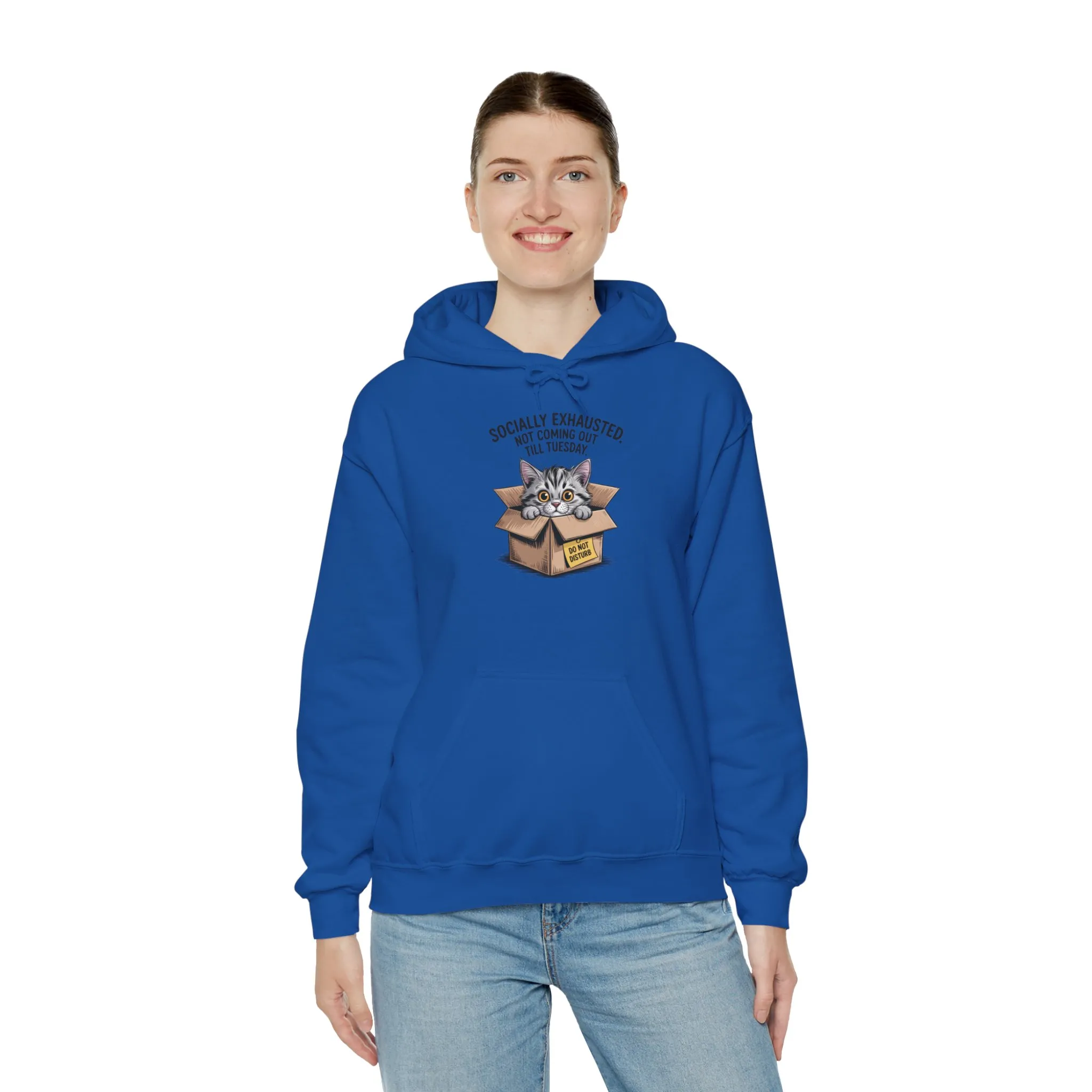 Socially Exhausted Cat Hoodie - Cozy Sweatshirt for Cat Lovers, Funny Gift, Casual Wear, Unique Animal Apparel, Perfect for Relaxing Days - Image 20